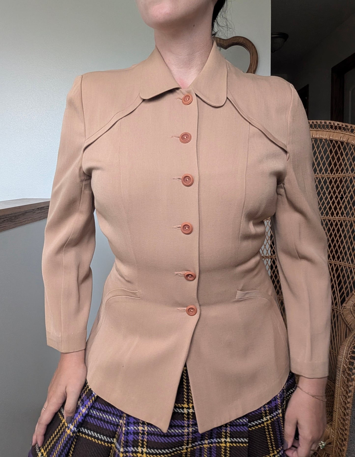 1940s tailored camel blazer Jacket Rad Bonnie's Vintage