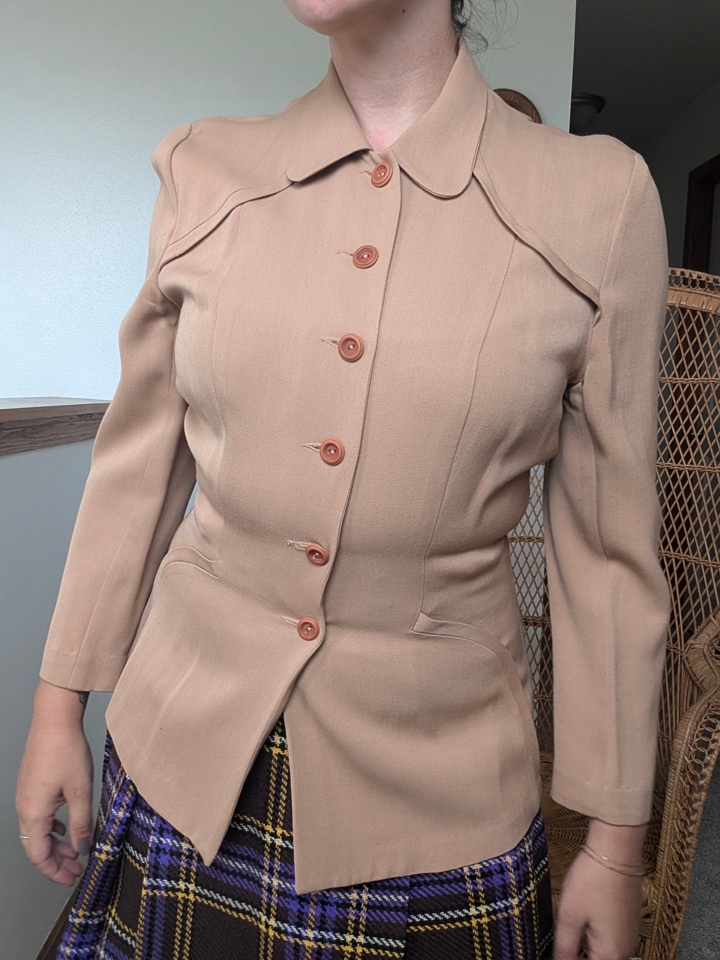 1940s tailored camel blazer Jacket Rad Bonnie's Vintage
