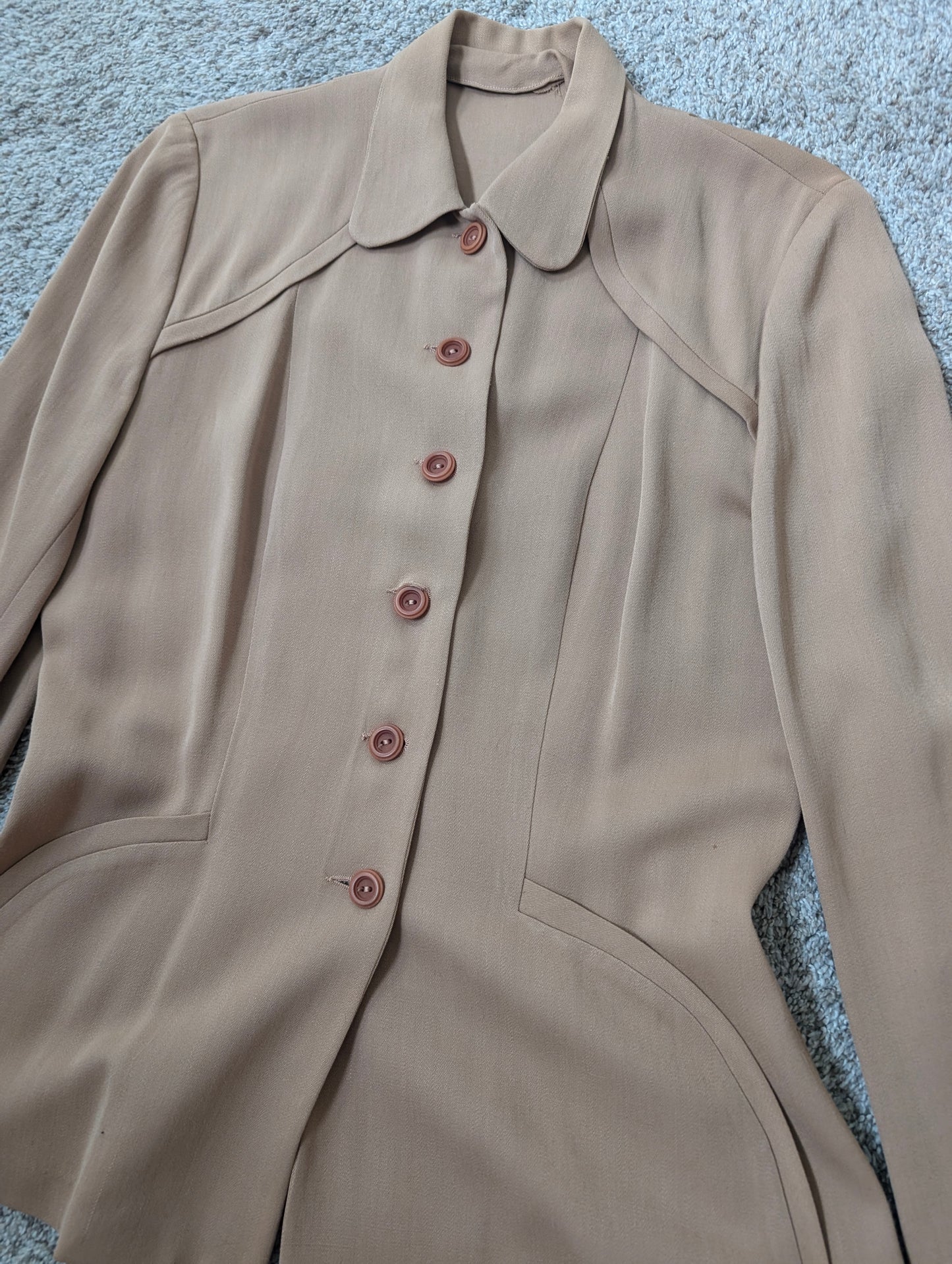 1940s tailored camel blazer Jacket Rad Bonnie's Vintage