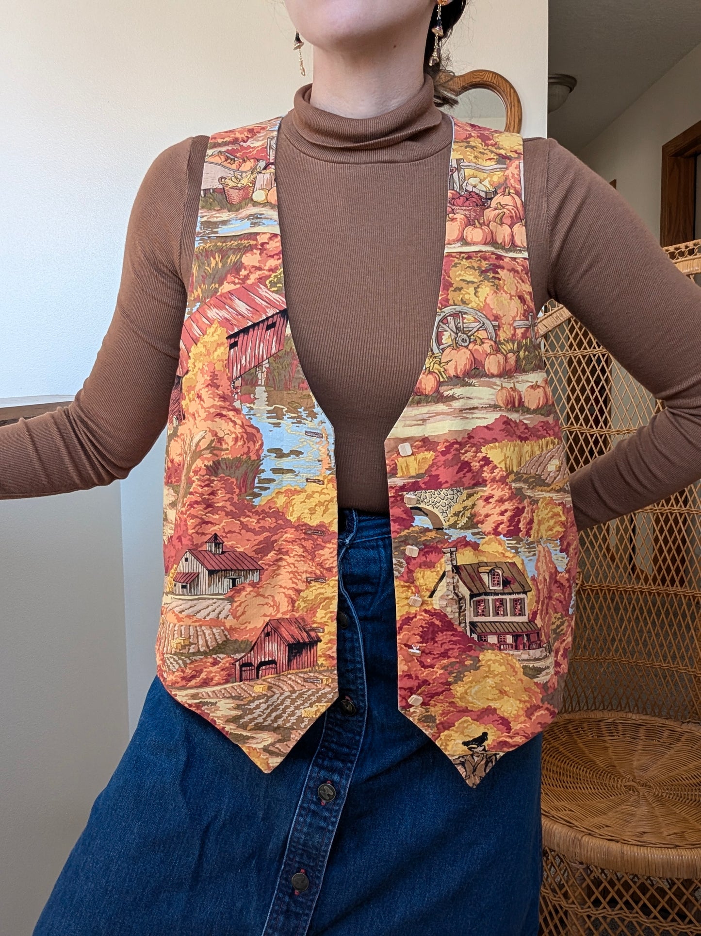 1990s festive fall vest Vest Rad Bonnie's Vintage