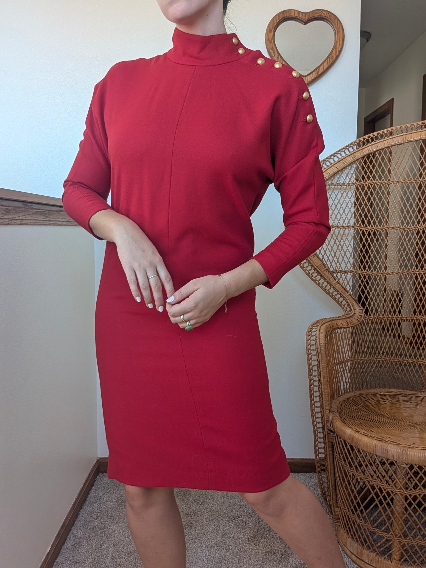 1980s Saks cherry red dress Dress Rad Bonnie's Vintage