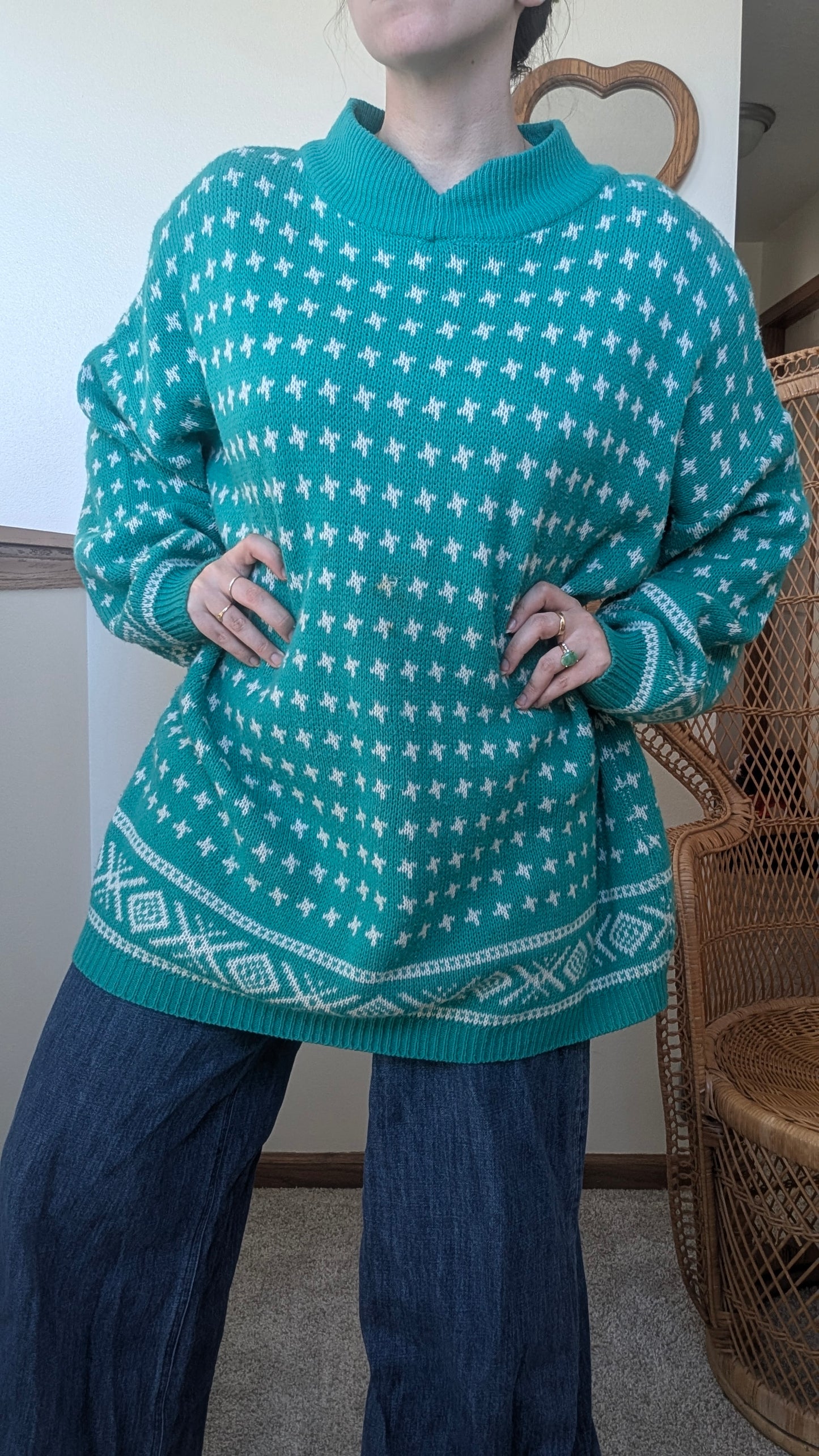 1980s teal sweater Sweater Rad Bonnie's Vintage