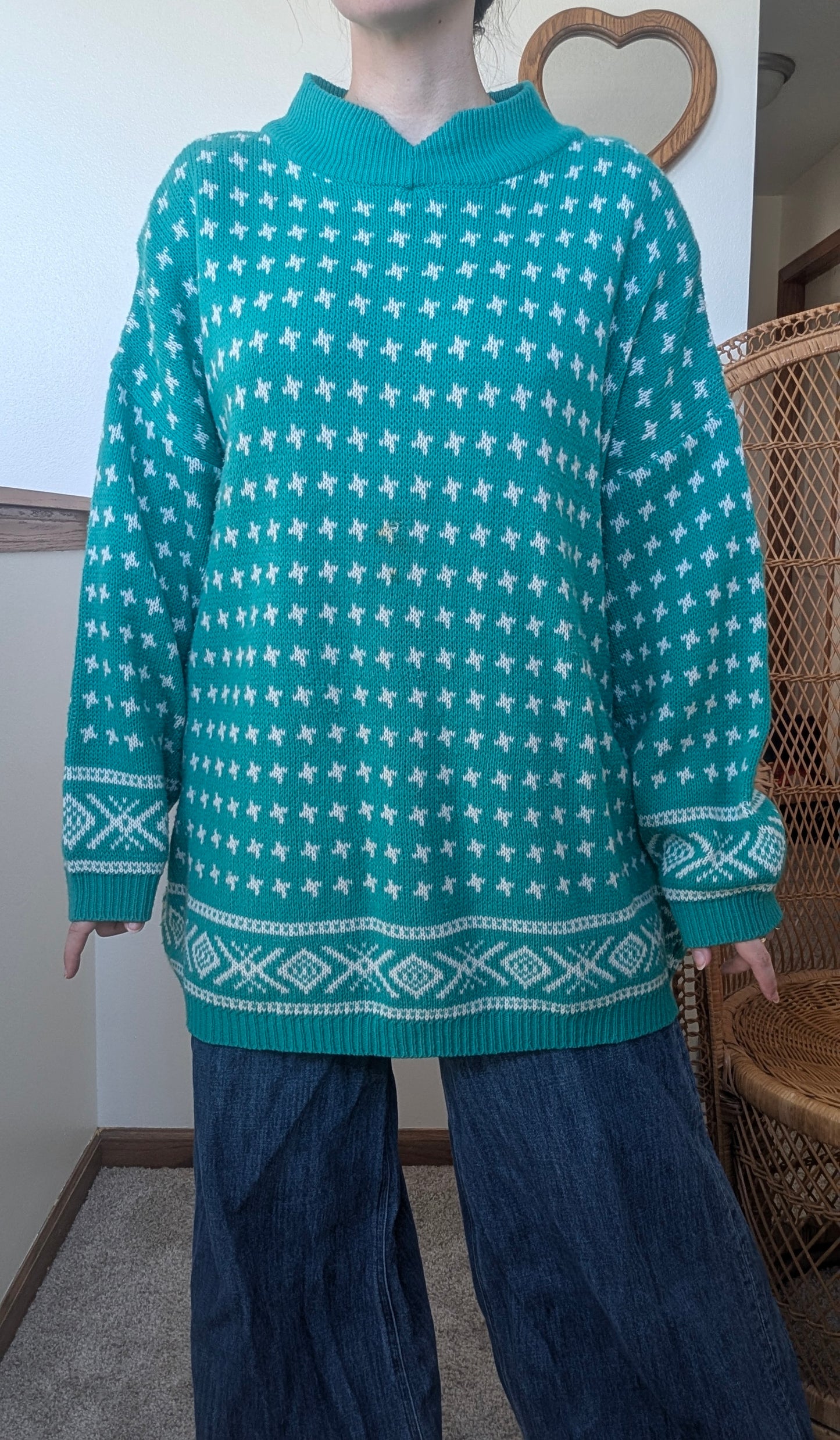 1980s teal sweater Sweater Rad Bonnie's Vintage