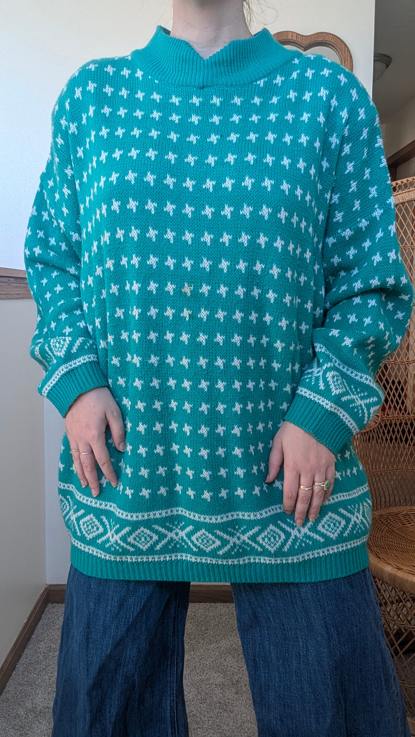 1980s teal sweater Sweater Rad Bonnie's Vintage