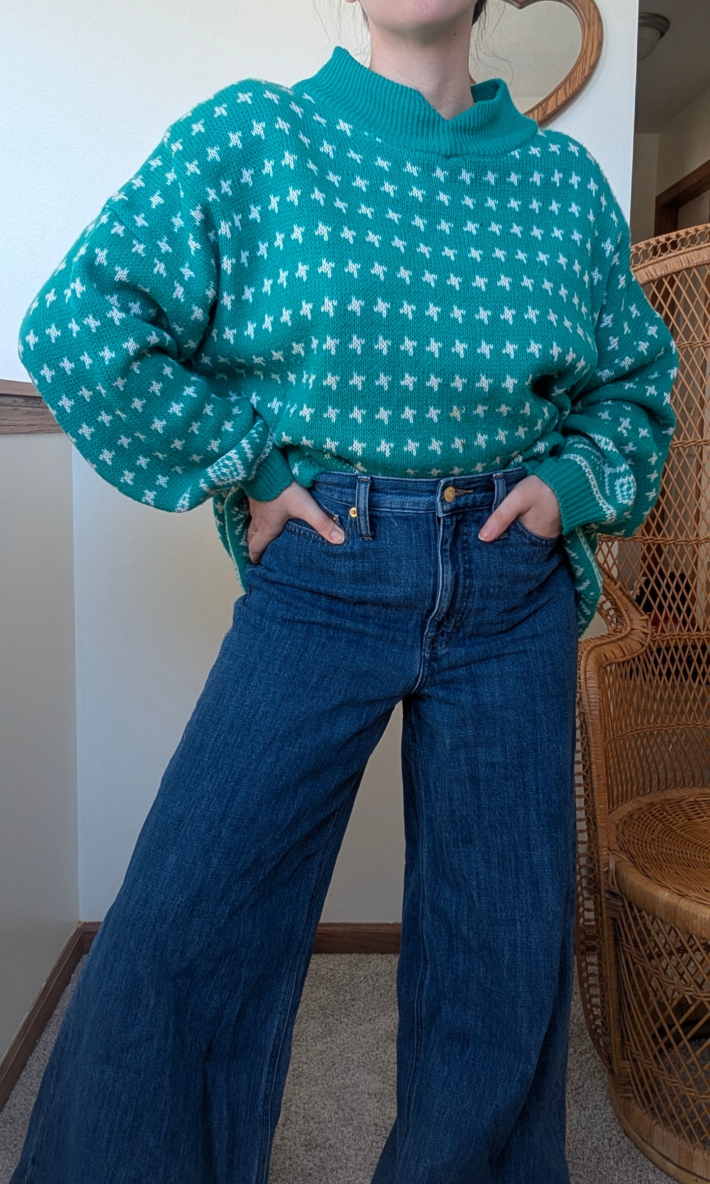 1980s teal sweater Sweater Rad Bonnie's Vintage