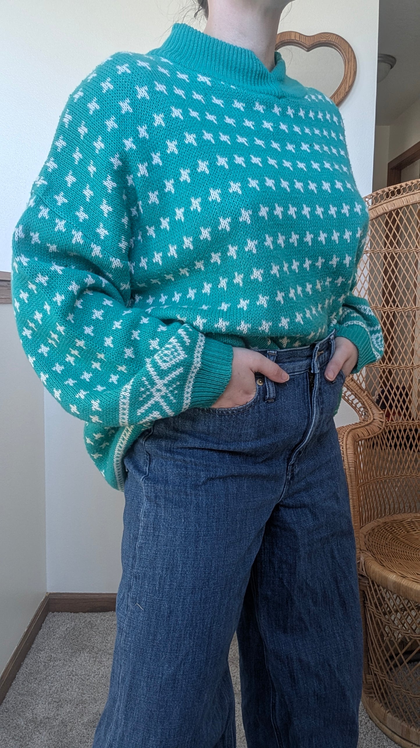 1980s teal sweater Sweater Rad Bonnie's Vintage