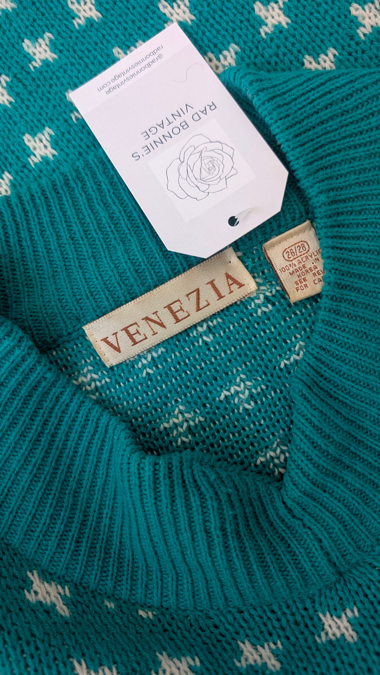 1980s teal sweater Sweater Rad Bonnie's Vintage