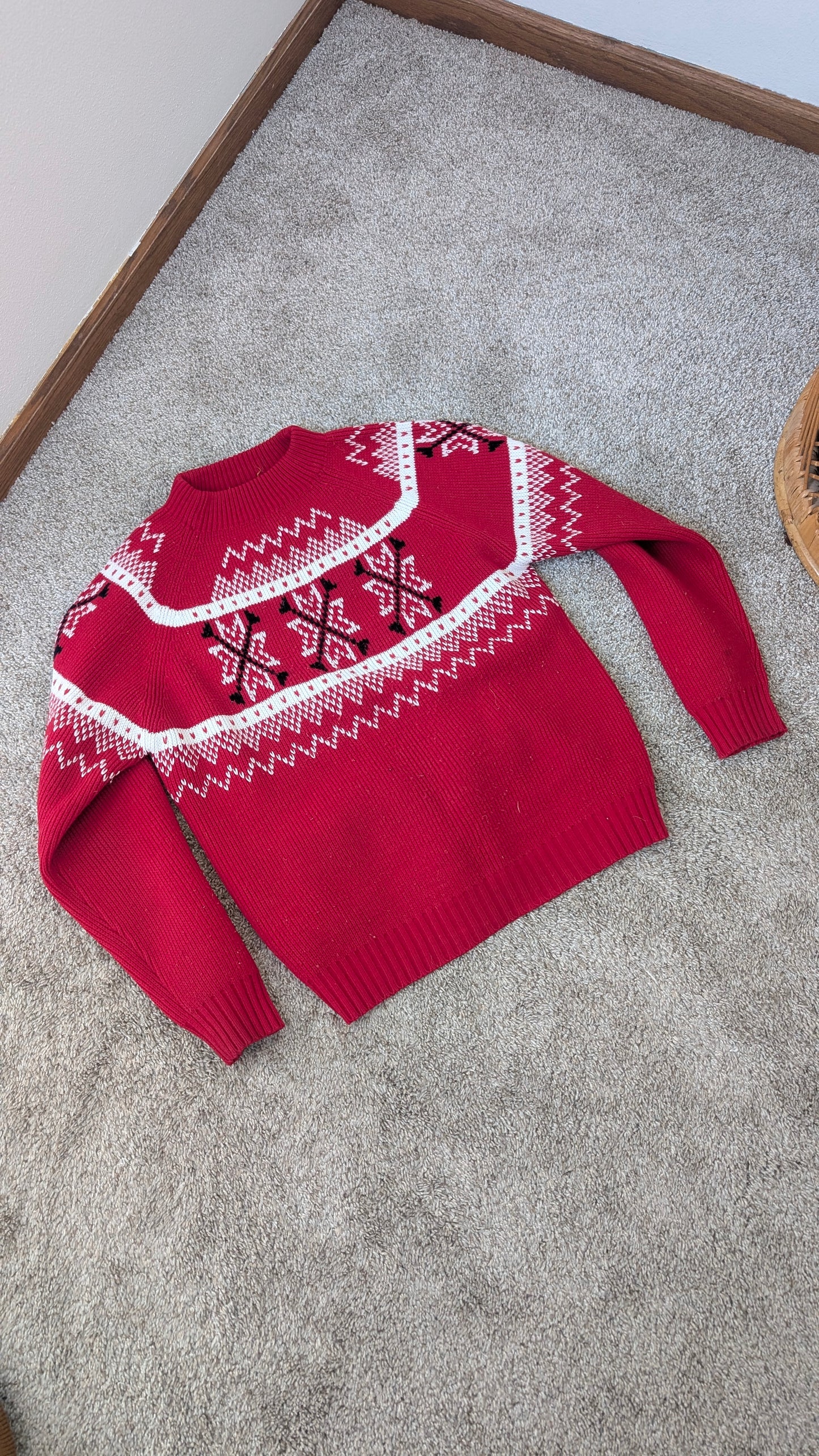 1970s red holiday sweater Sweater Rad Bonnie's Vintage