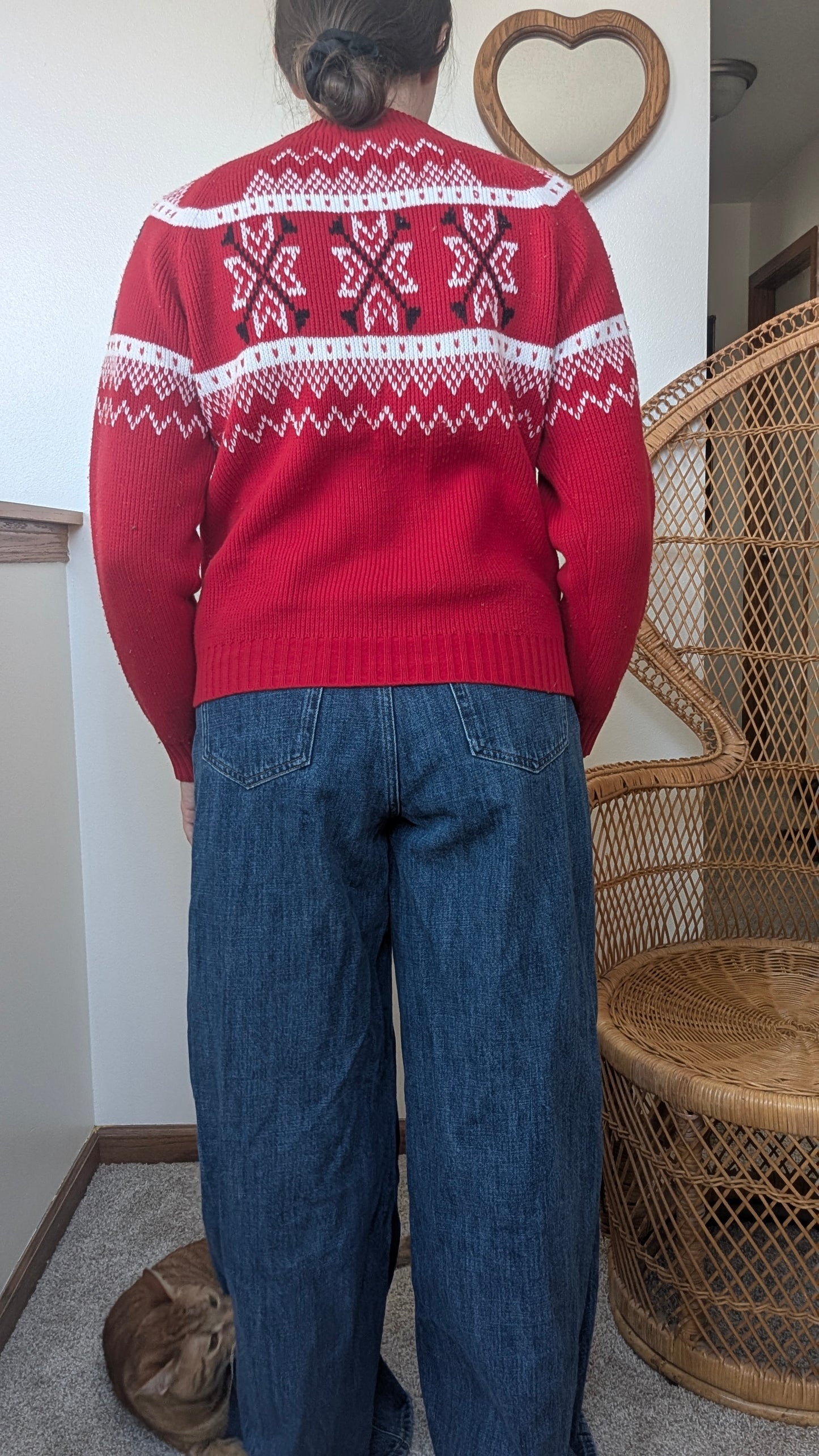 1970s red holiday sweater Sweater Rad Bonnie's Vintage