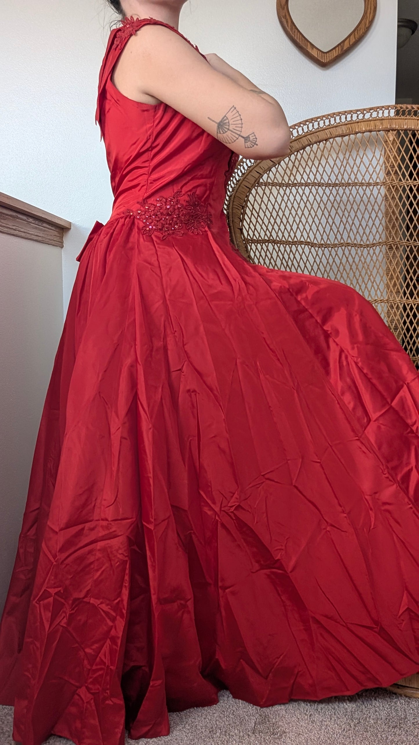 1980s red gown Dress Rad Bonnie's Vintage
