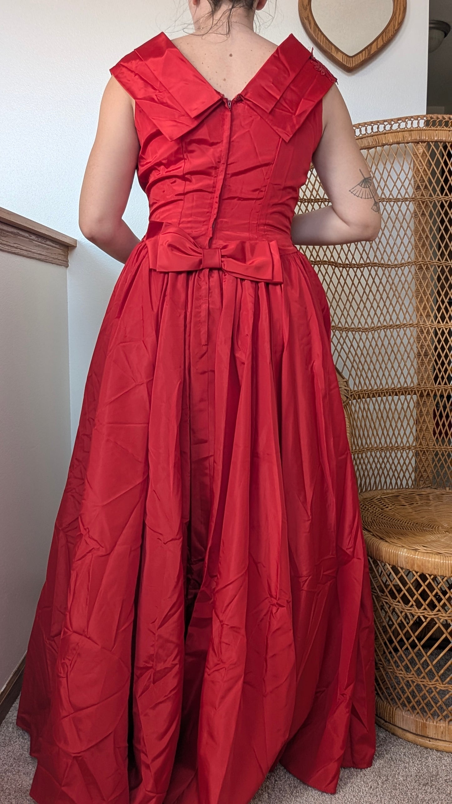 1980s red gown Dress Rad Bonnie's Vintage