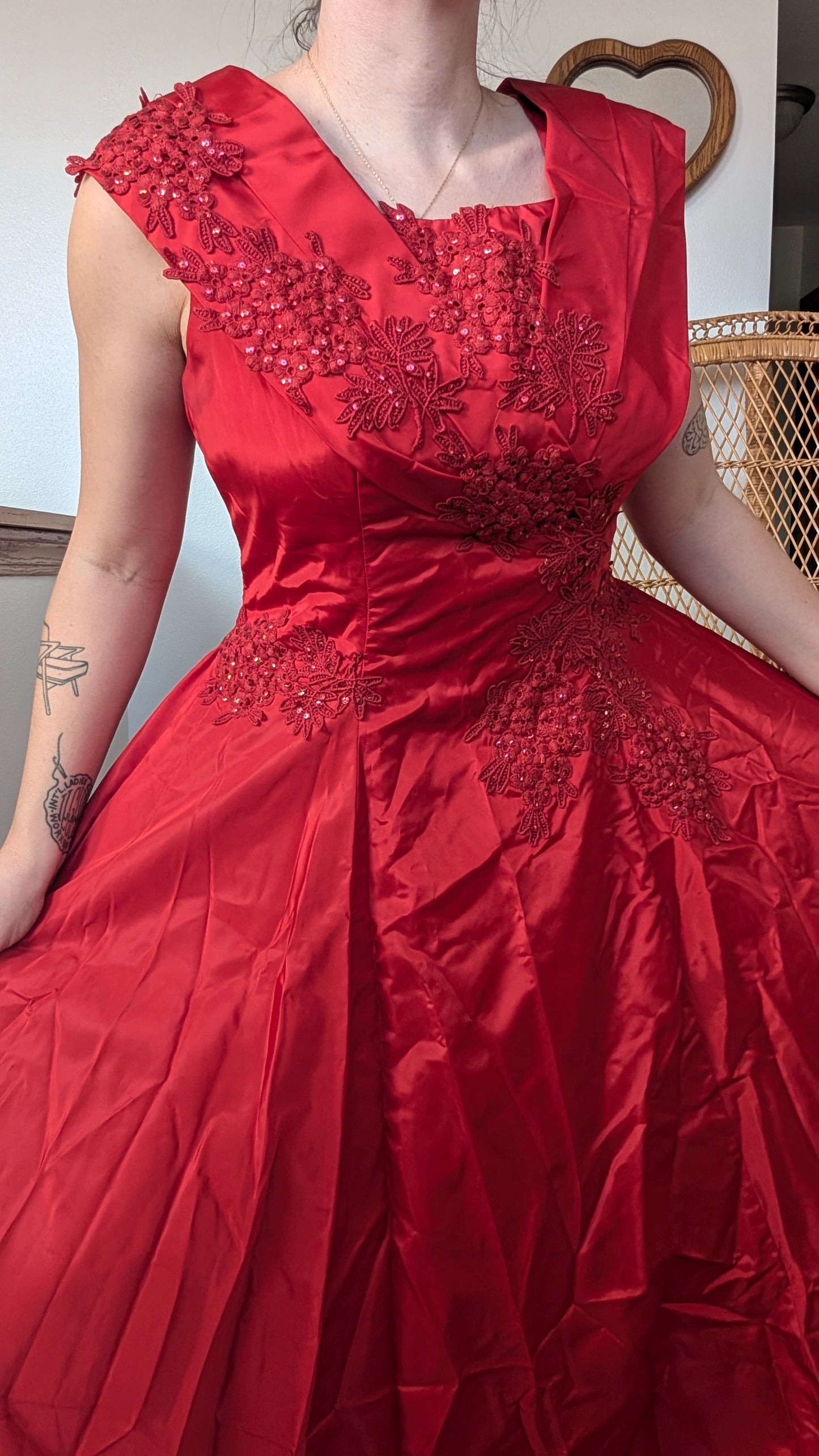1980s red gown Dress Rad Bonnie's Vintage