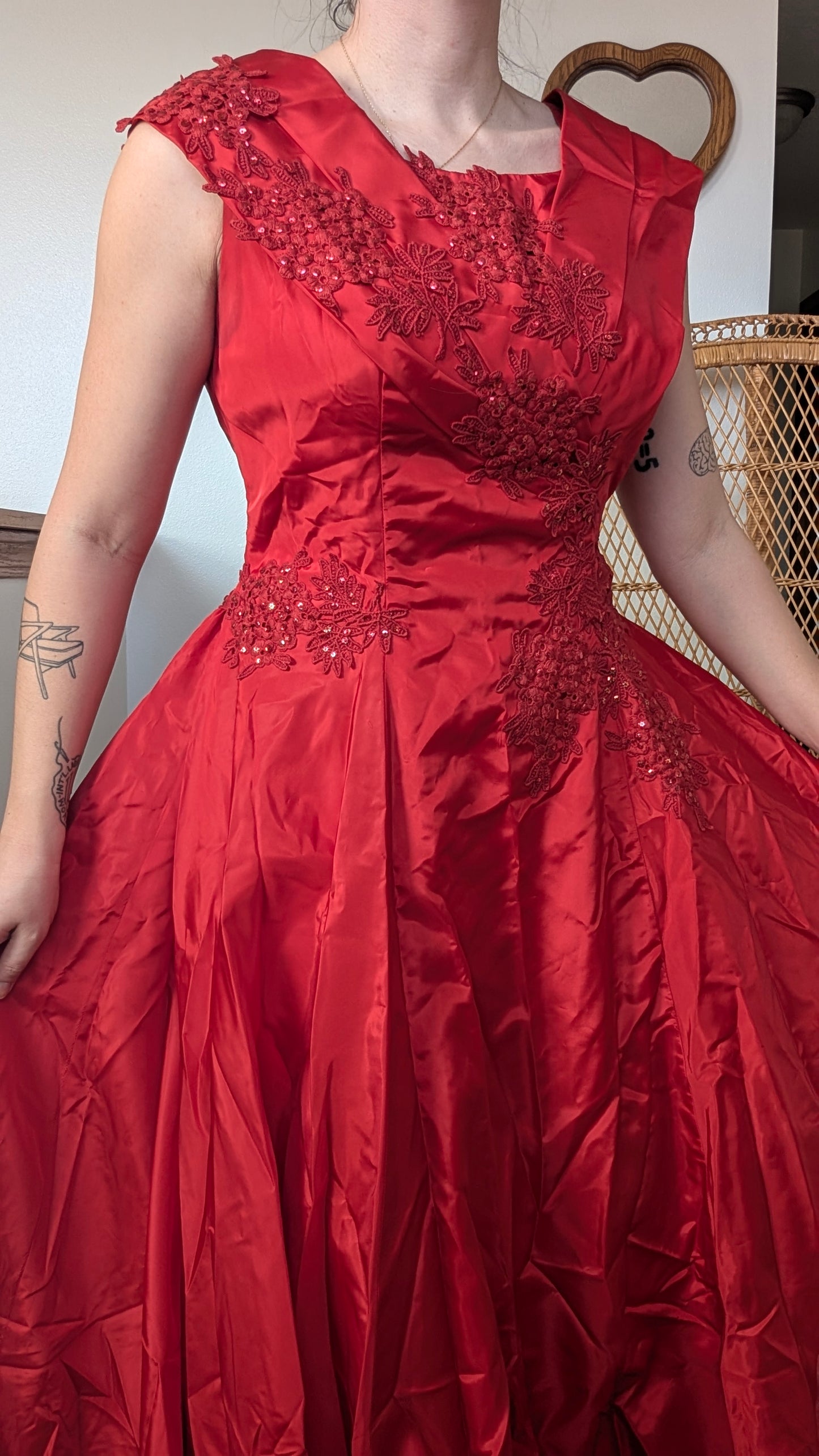 1980s red gown Dress Rad Bonnie's Vintage