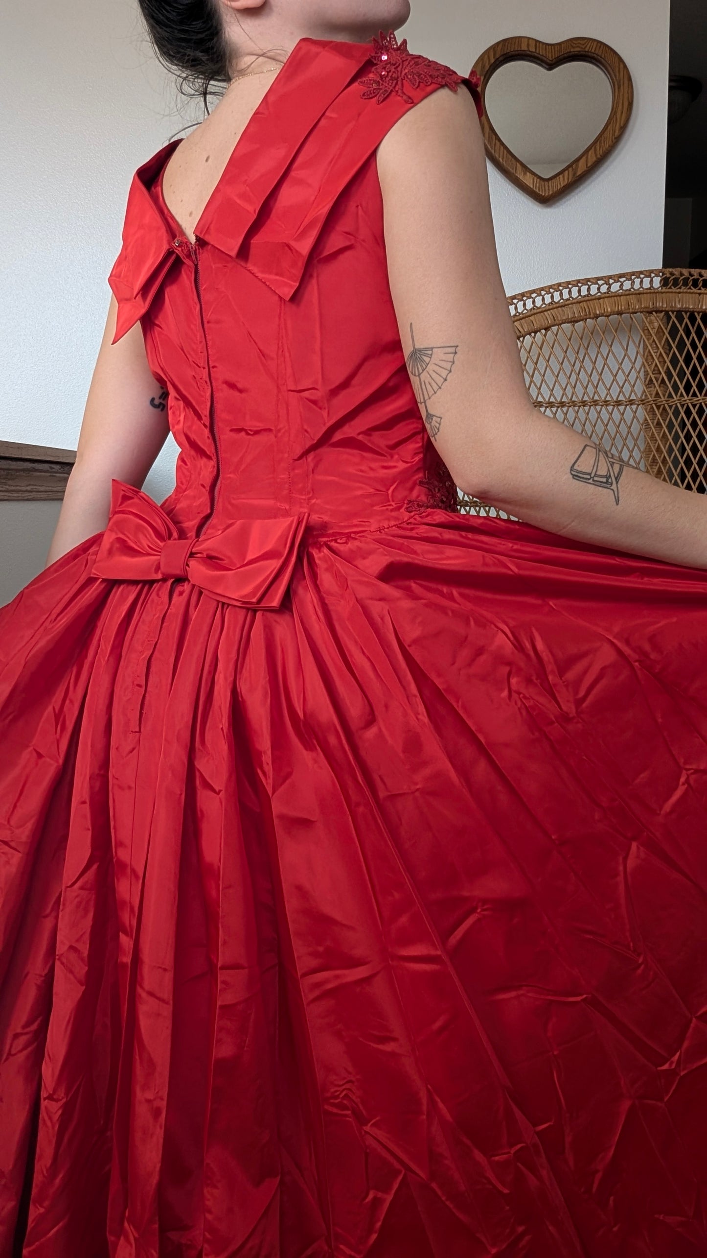 1980s red gown Dress Rad Bonnie's Vintage