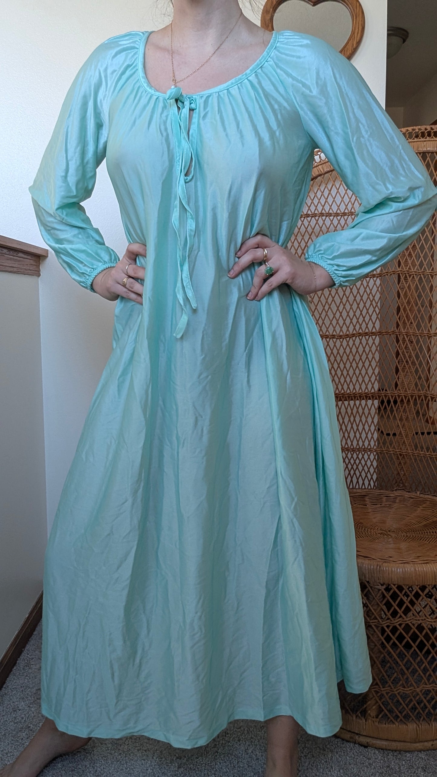 1970s aqua nightgown nightgown Rad Bonnie's Vintage