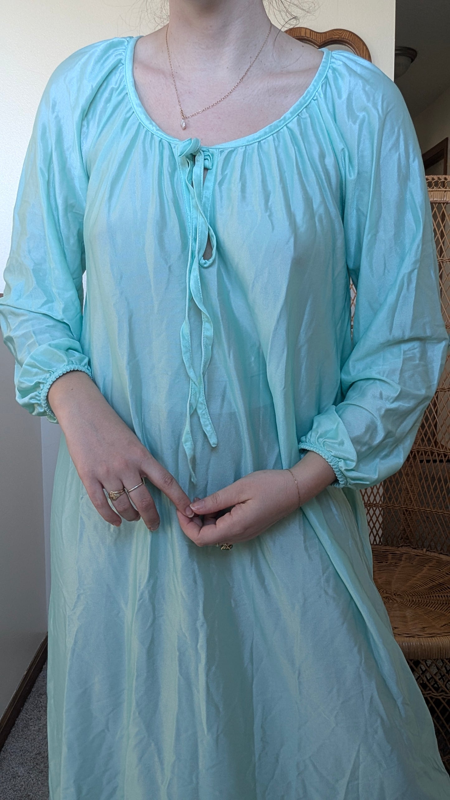 1970s aqua nightgown nightgown Rad Bonnie's Vintage