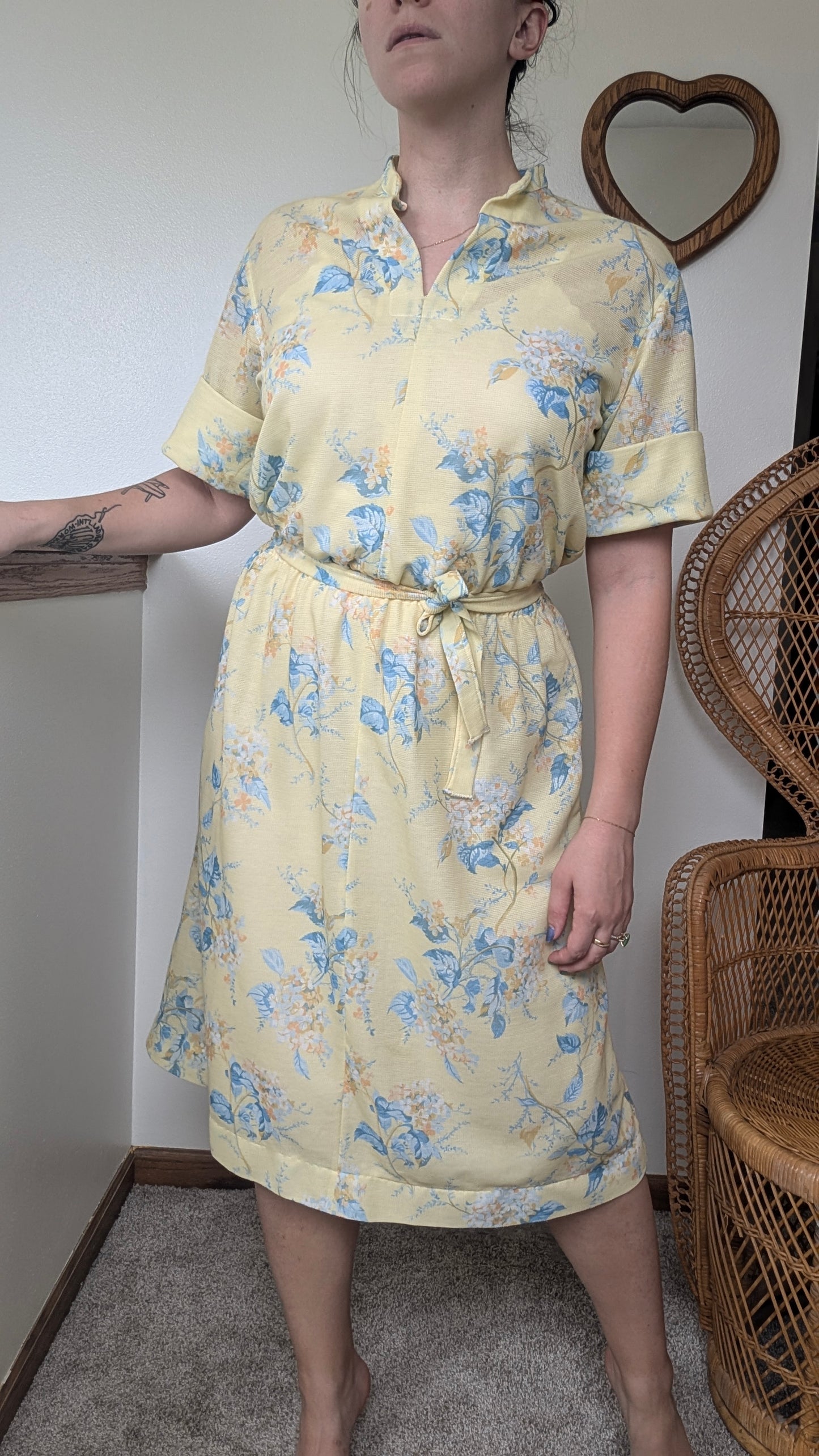 1970s yellow floral dress Dress Rad Bonnie's Vintage