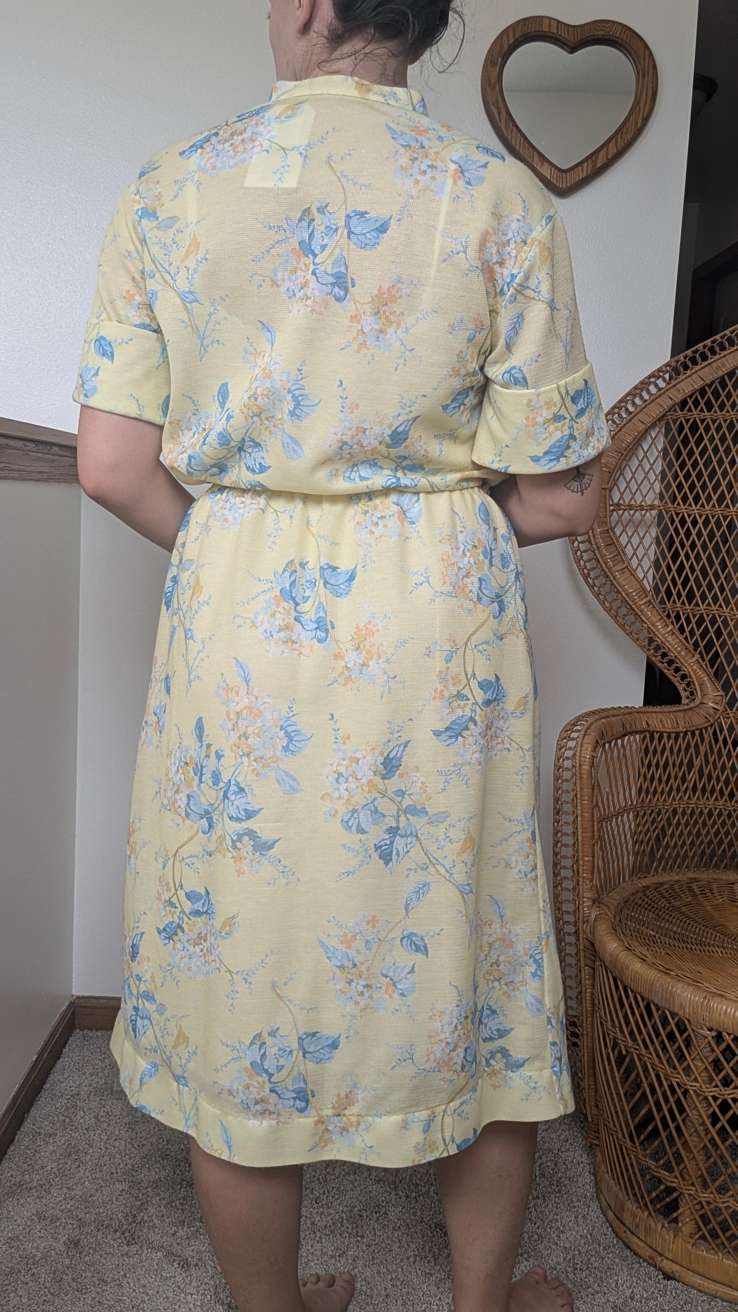 1970s yellow floral dress Dress Rad Bonnie's Vintage