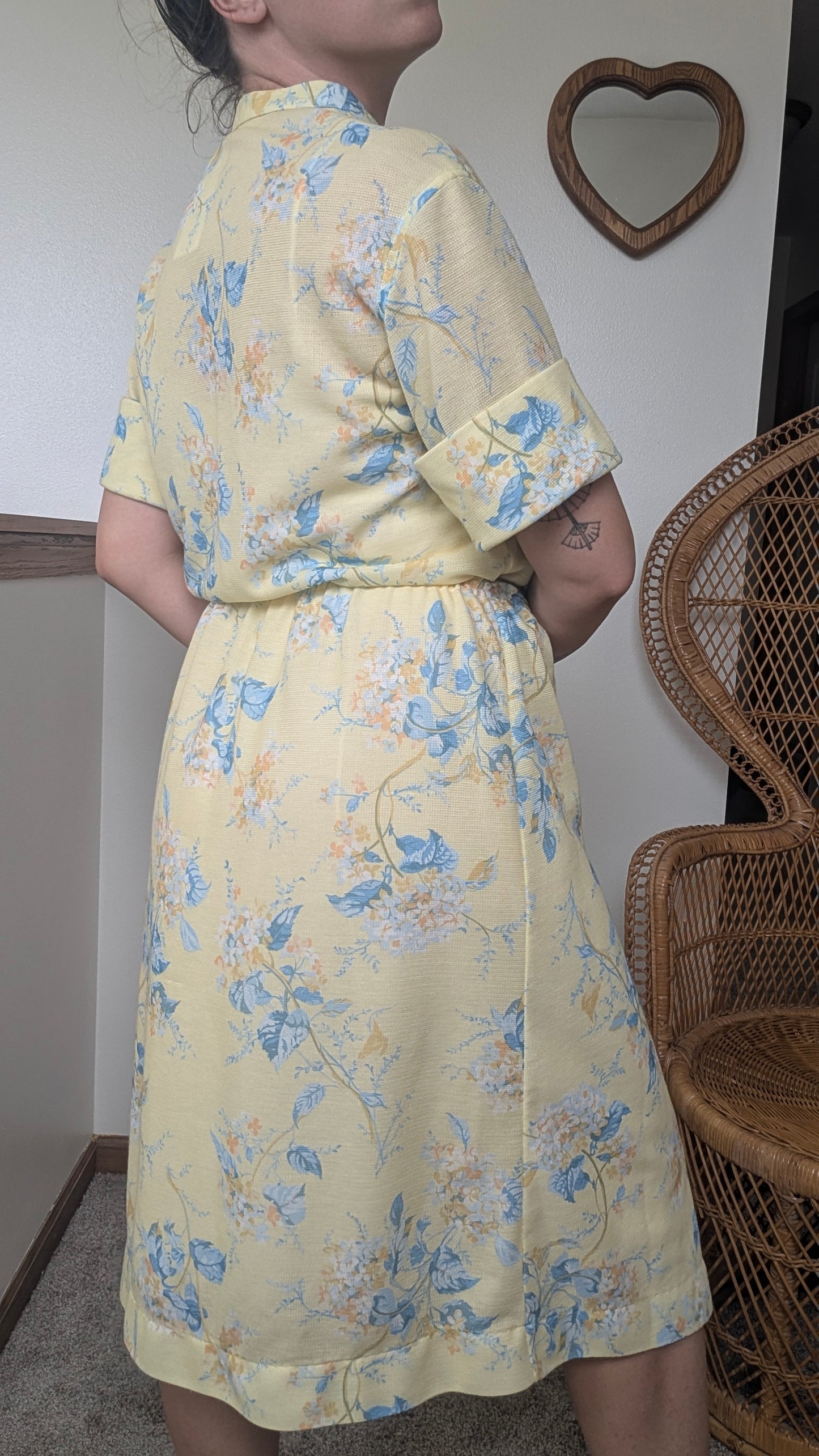 1970s yellow floral dress Dress Rad Bonnie's Vintage