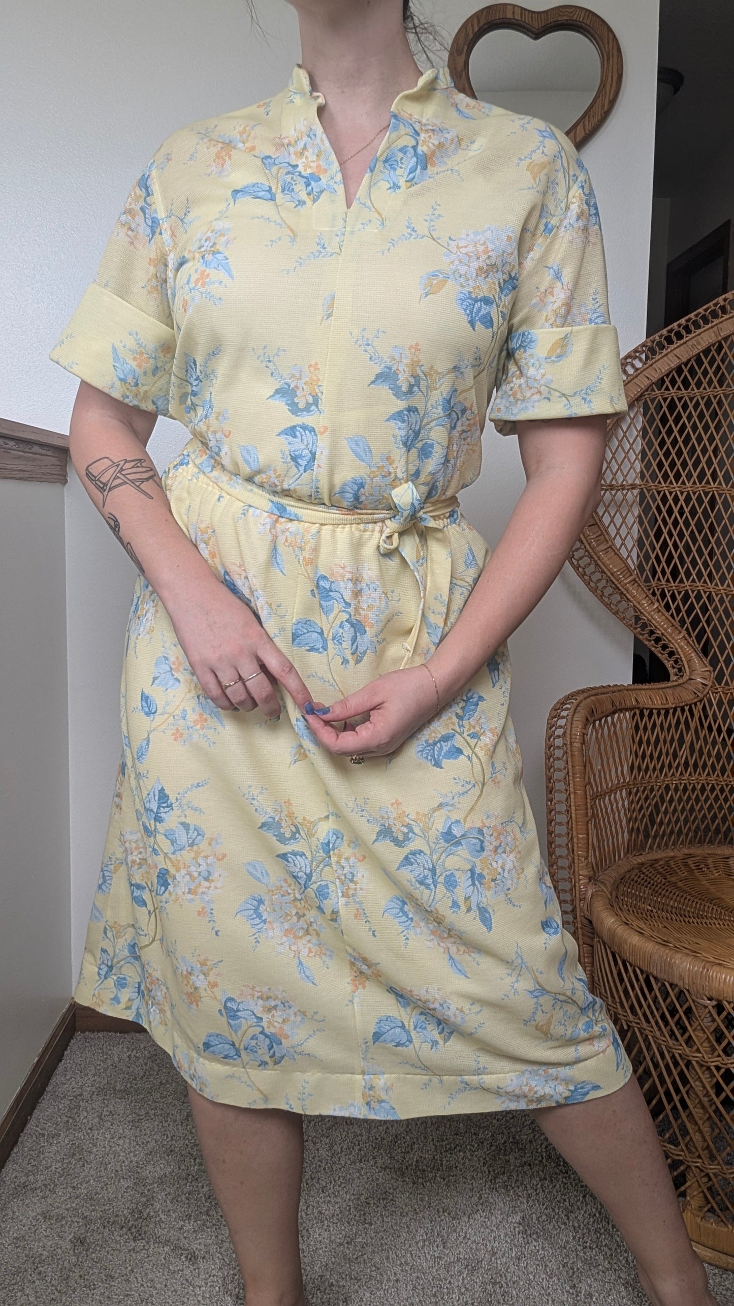 1970s yellow floral dress Dress Rad Bonnie's Vintage