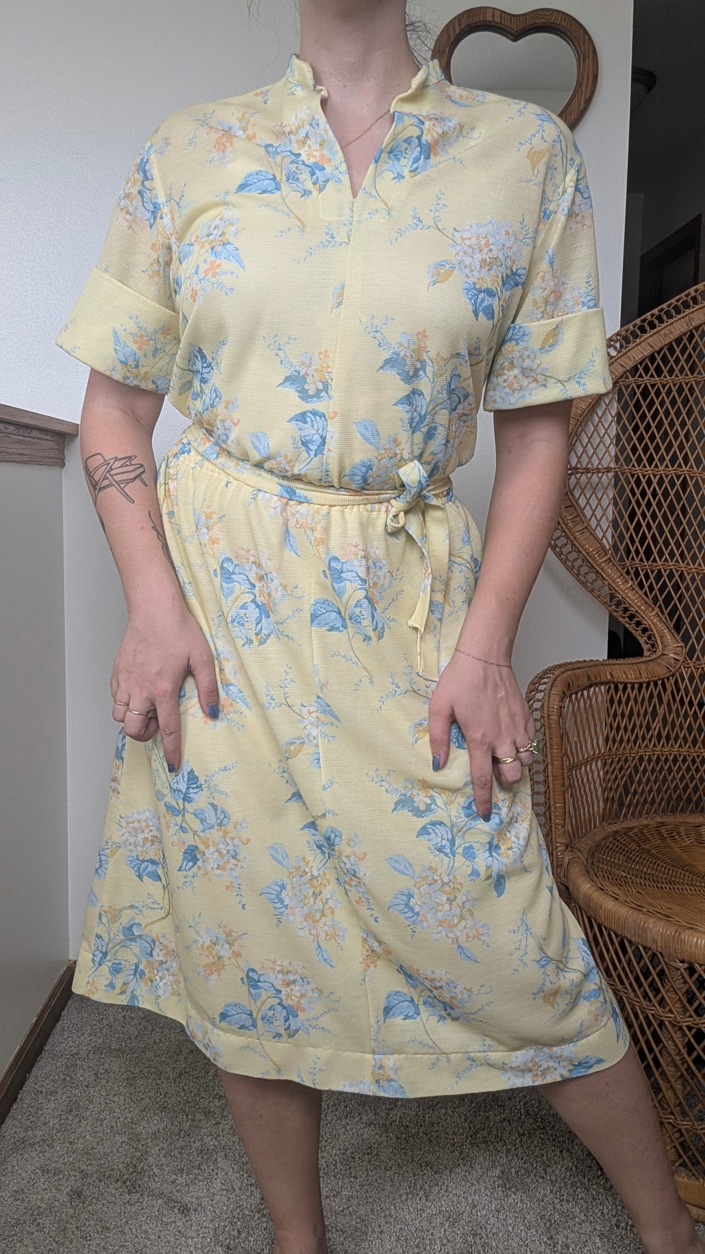 1970s yellow floral dress Dress Rad Bonnie's Vintage