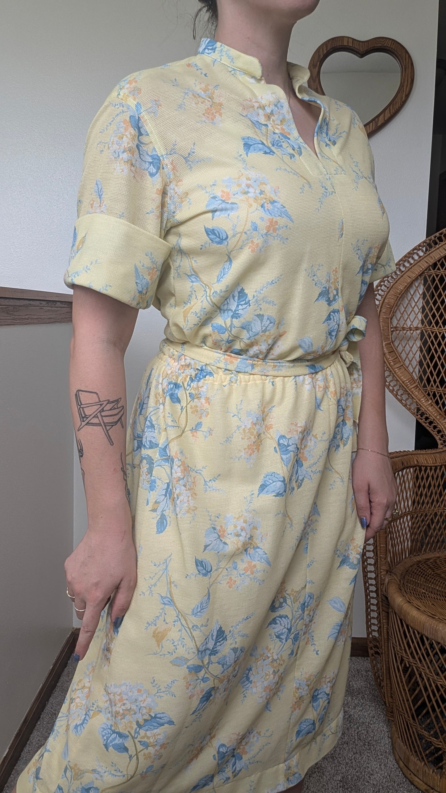 1970s yellow floral dress Dress Rad Bonnie's Vintage