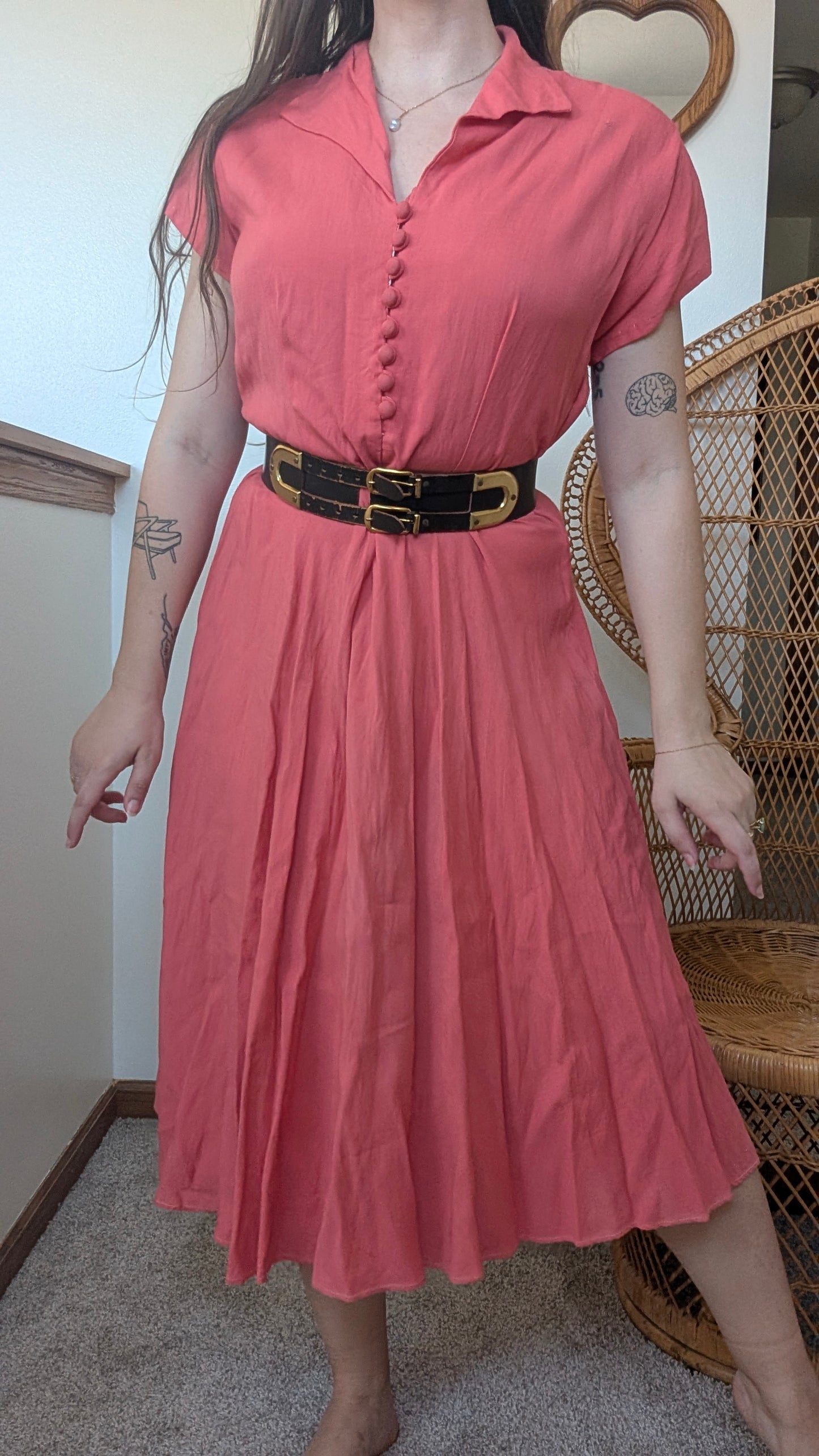 1950s coral dress Dress Rad Bonnie's Vintage