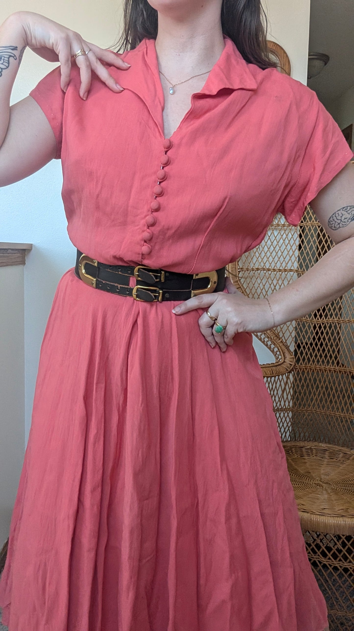 1950s coral dress Dress Rad Bonnie's Vintage