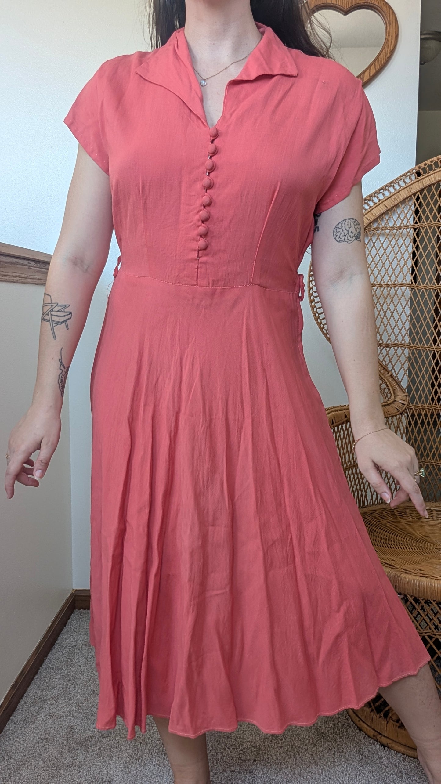1950s coral dress Dress Rad Bonnie's Vintage