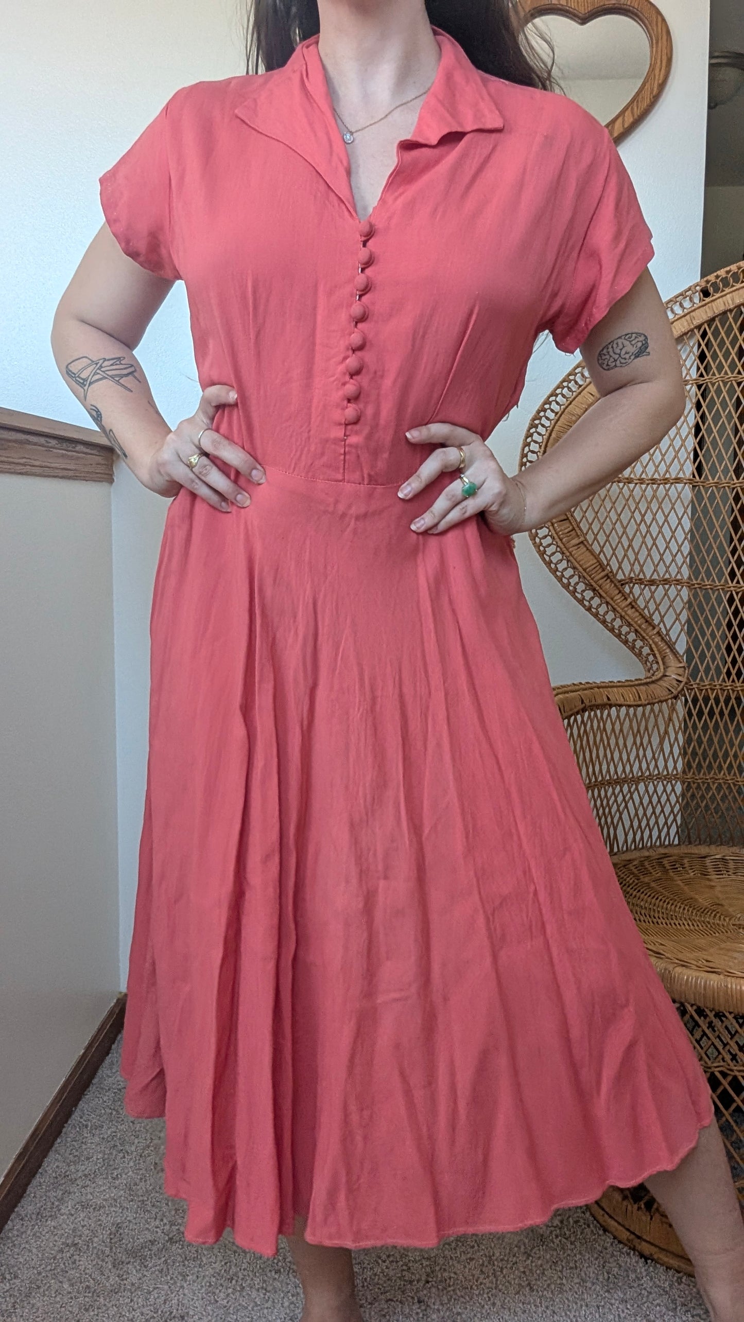 1950s coral dress Dress Rad Bonnie's Vintage
