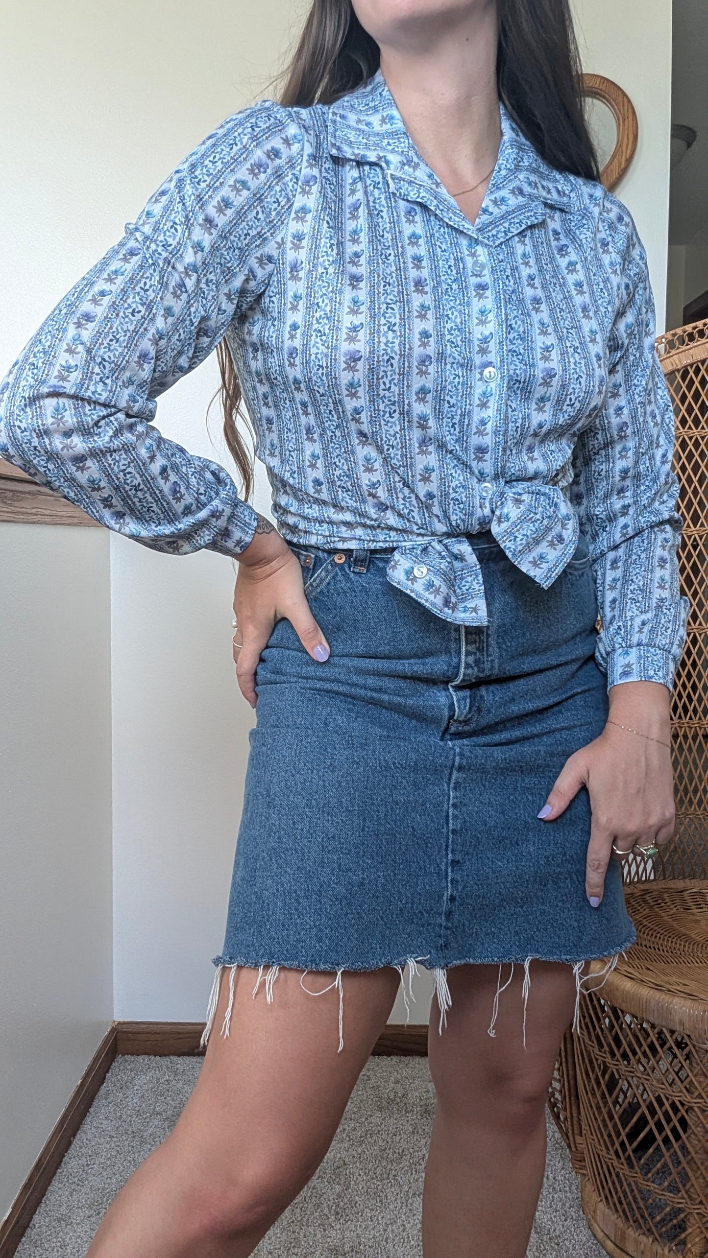1970s floral button up Top Rad Bonnie's Vintage