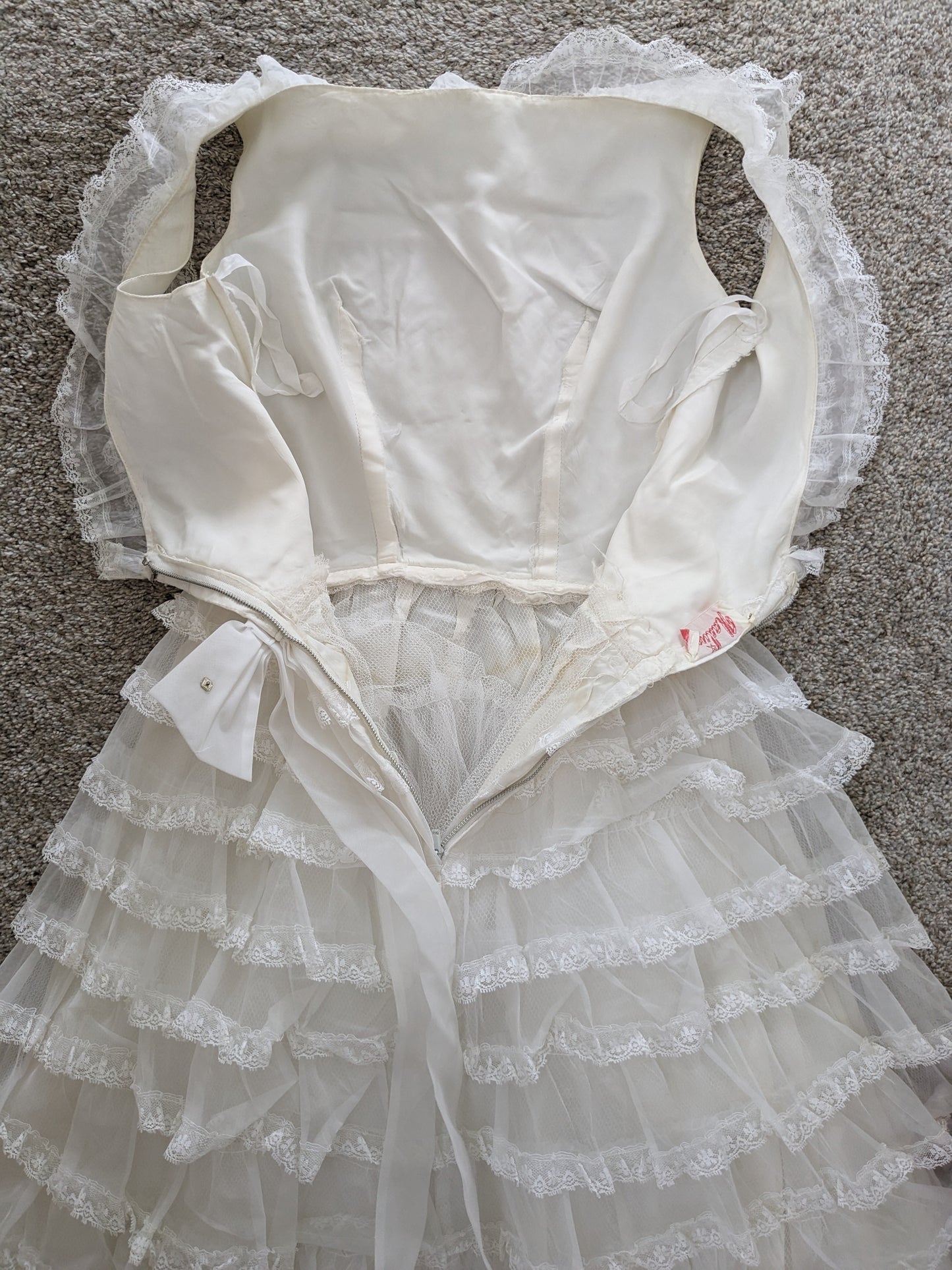 1960s tiered lace ruffle wedding gown Dress Rad Bonnie's Vintage