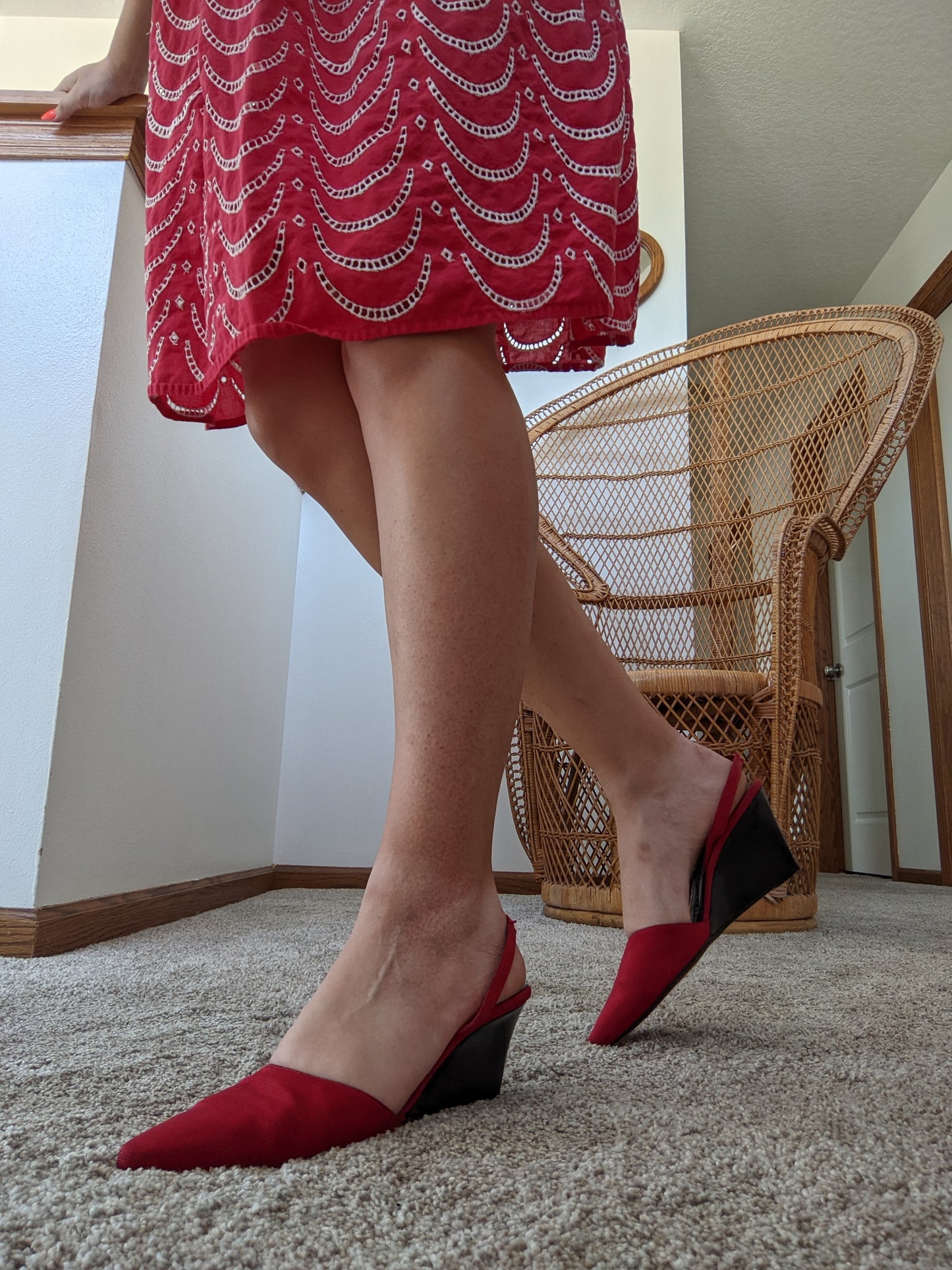 1980s Italian Sling Back Wedges, Size 7M Shoes Rad Bonnie's Vintage