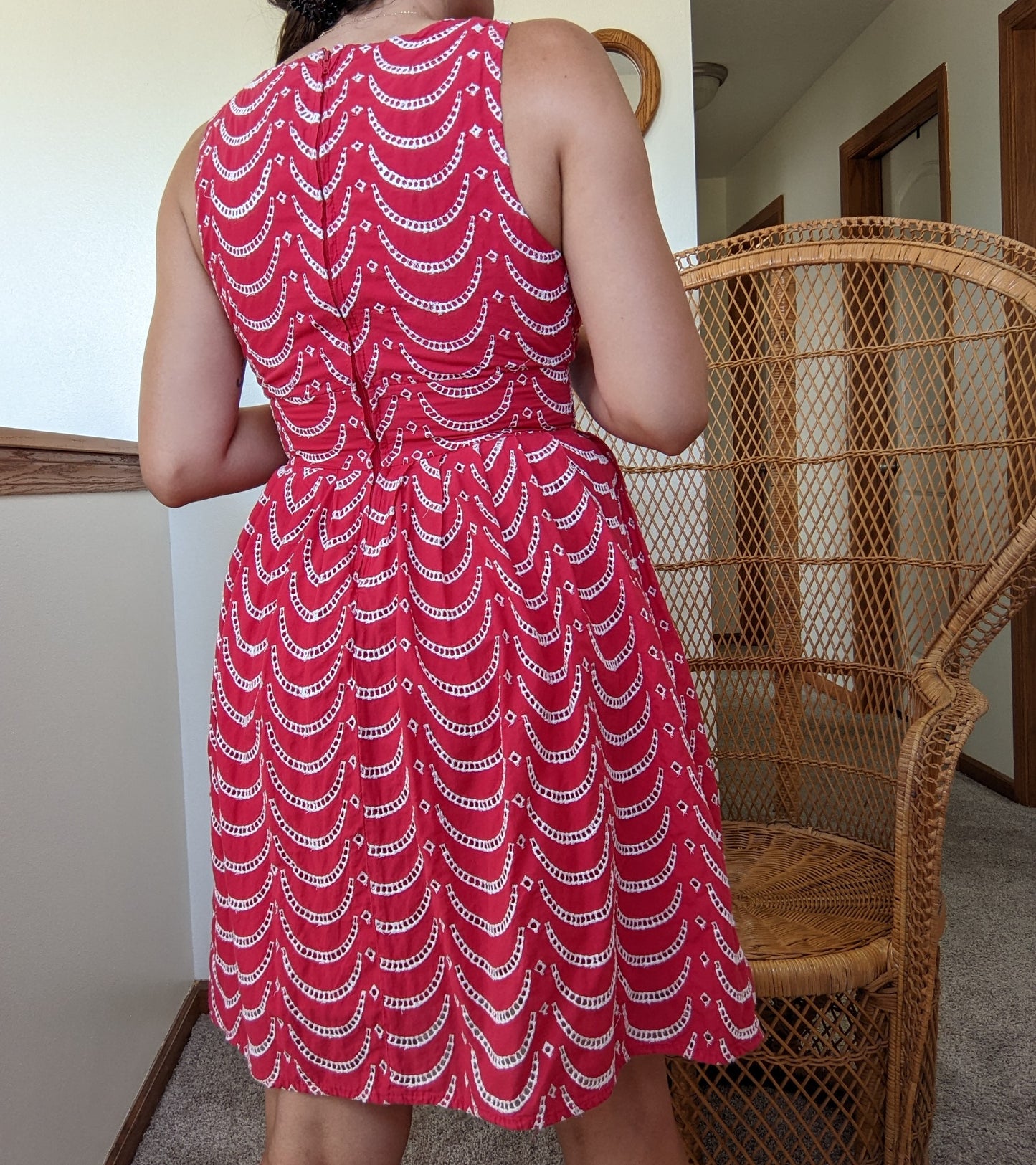 Y2k Red Eyelet Cotton Summer Dress Dress Rad Bonnie's Vintage