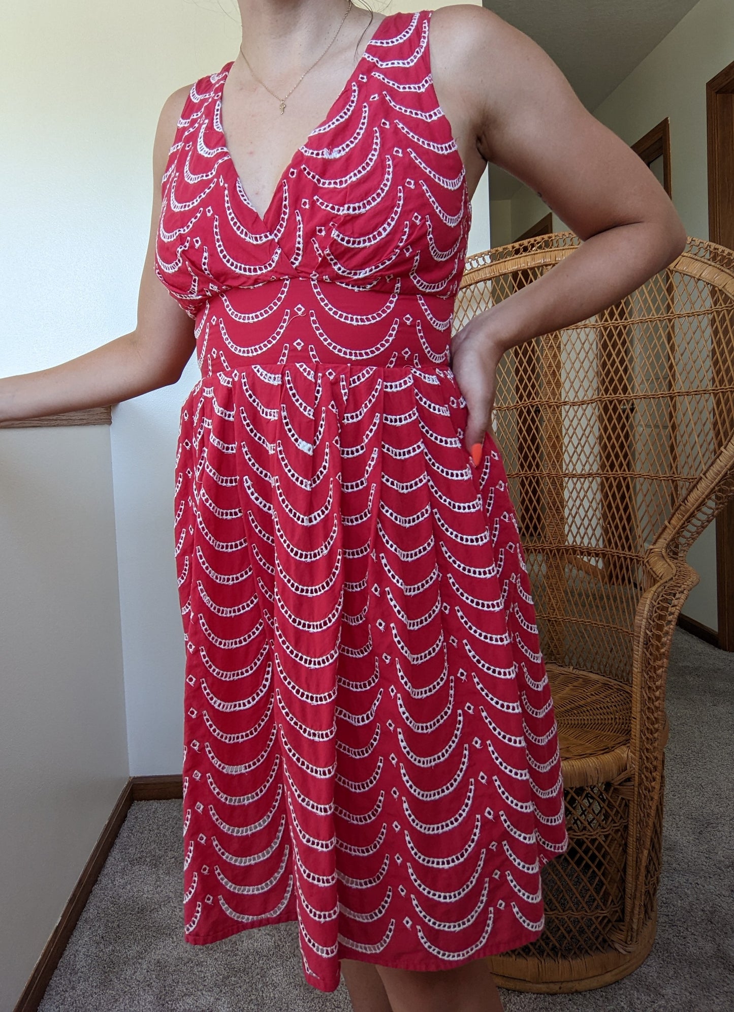 Y2k Red Eyelet Cotton Summer Dress Dress Rad Bonnie's Vintage