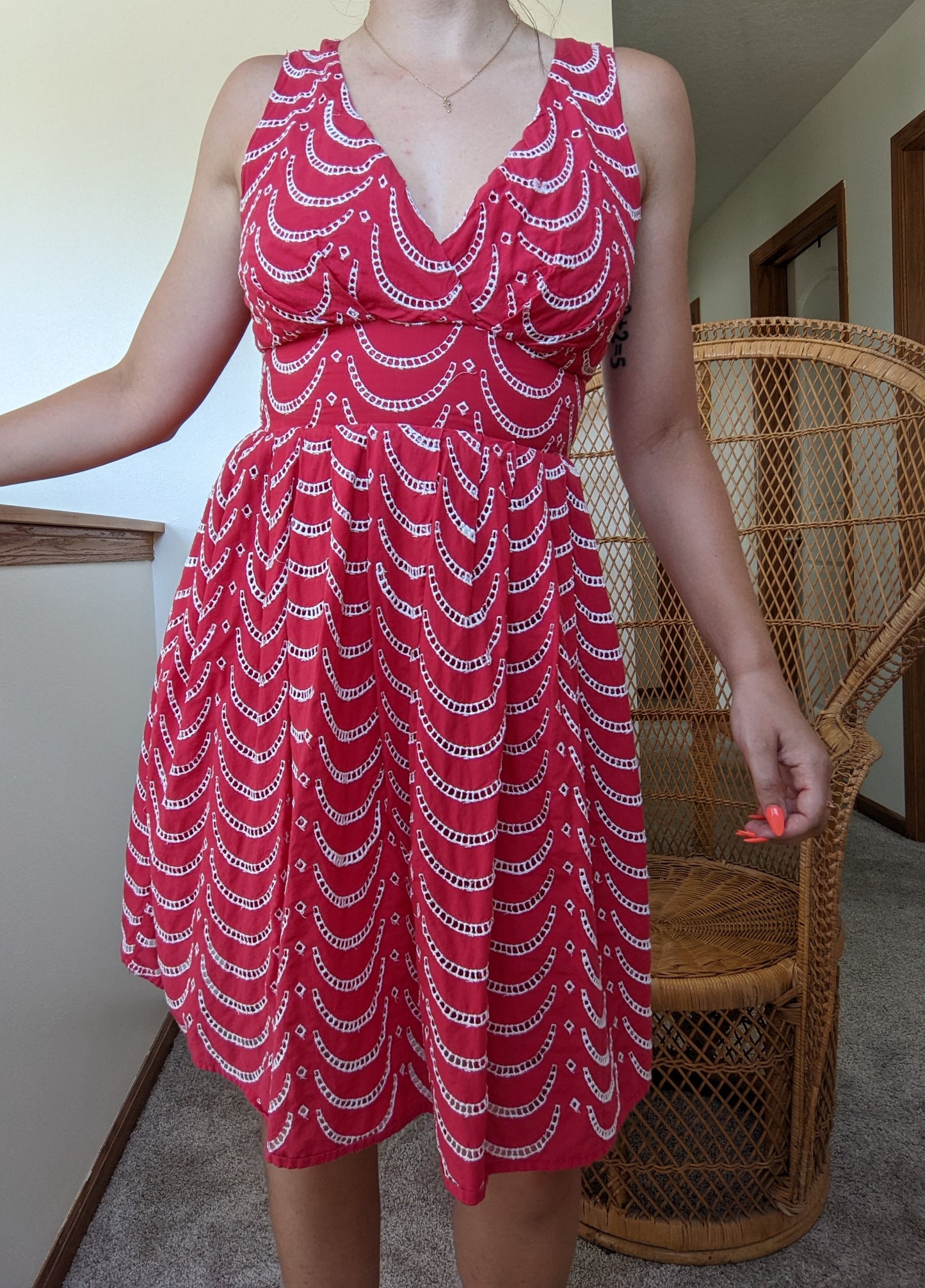 Y2k Red Eyelet Cotton Summer Dress Dress Rad Bonnie's Vintage