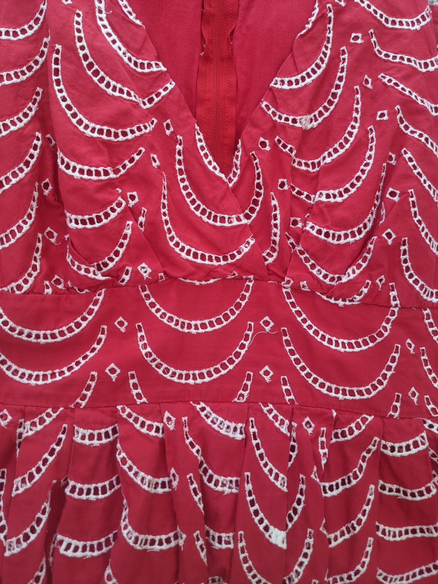 Y2k Red Eyelet Cotton Summer Dress Dress Rad Bonnie's Vintage