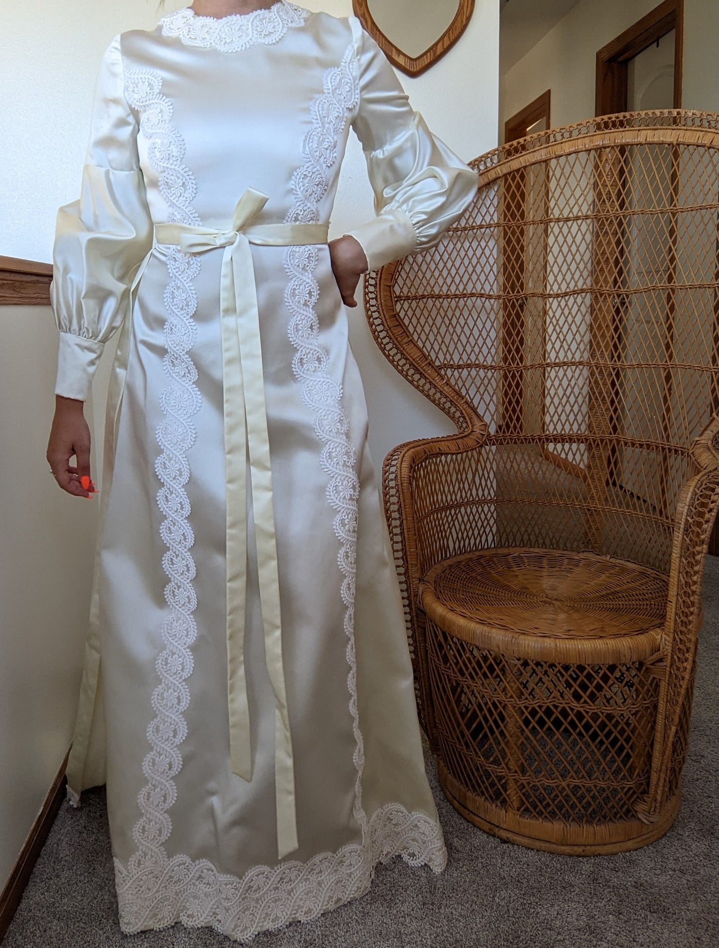1960s Satin Wedding Gown Dress Rad Bonnie's Vintage