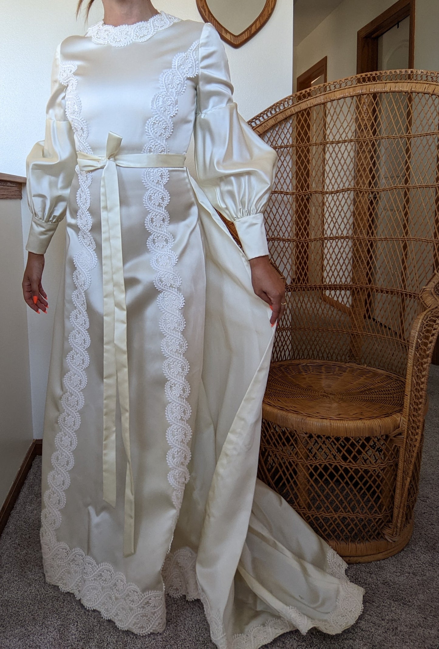 1960s Satin Wedding Gown Dress Rad Bonnie's Vintage