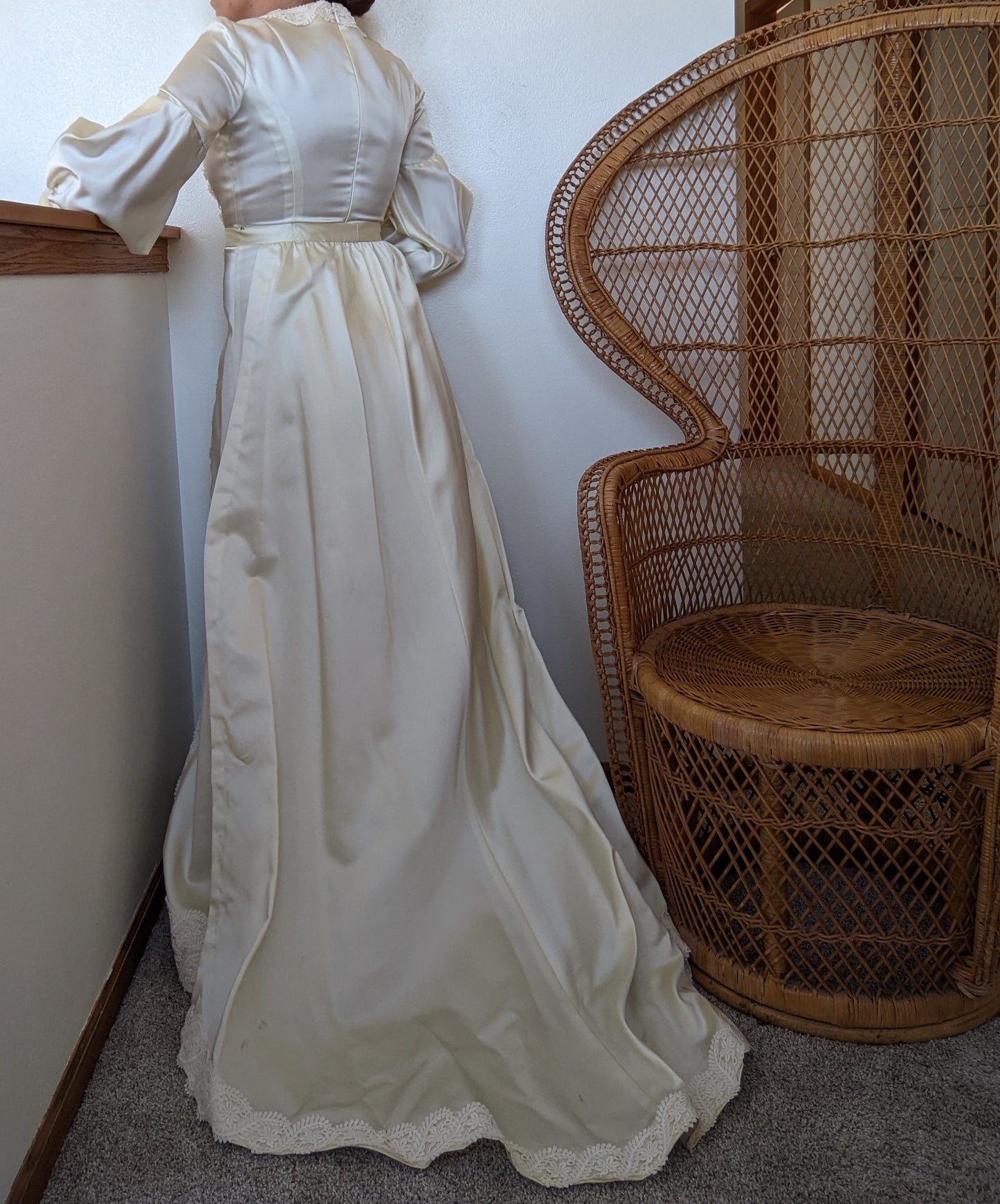 1960s Satin Wedding Gown Dress Rad Bonnie's Vintage