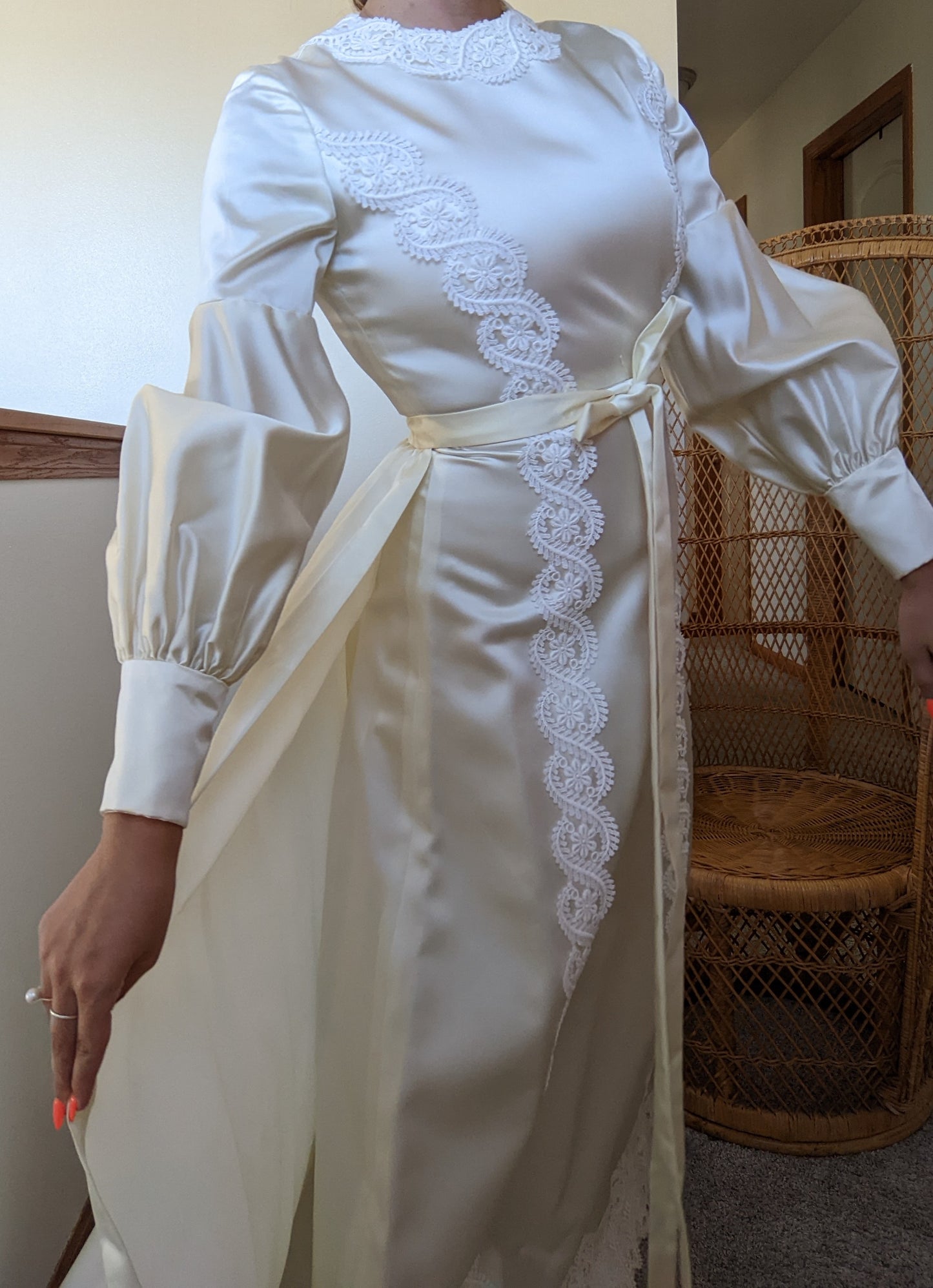 1960s Satin Wedding Gown Dress Rad Bonnie's Vintage