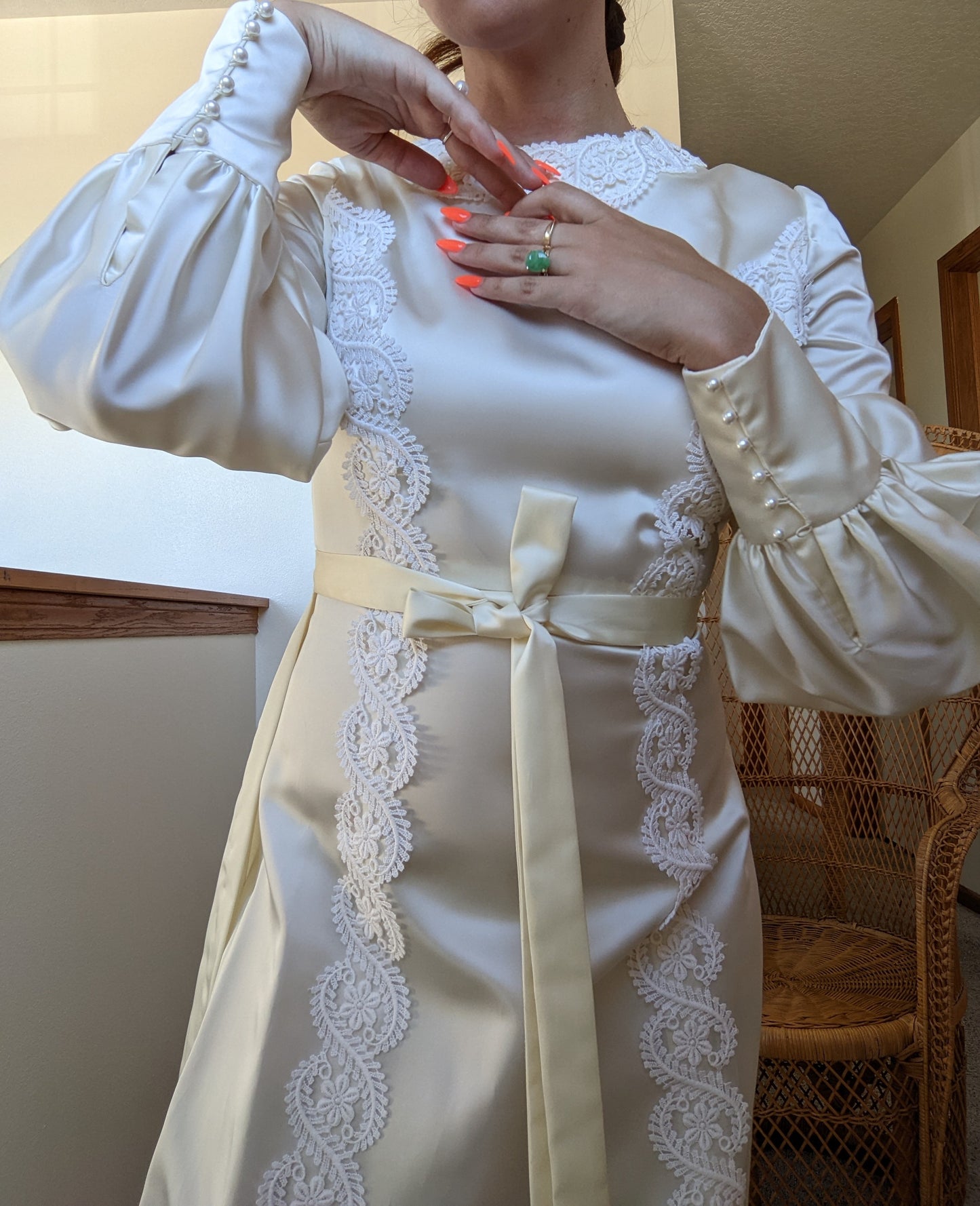 1960s Satin Wedding Gown Dress Rad Bonnie's Vintage