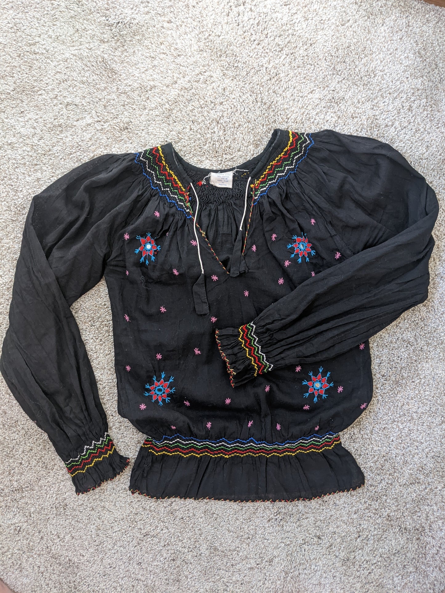 1970s Embroidered Folk Top Shirt Rad Bonnie's Vintage