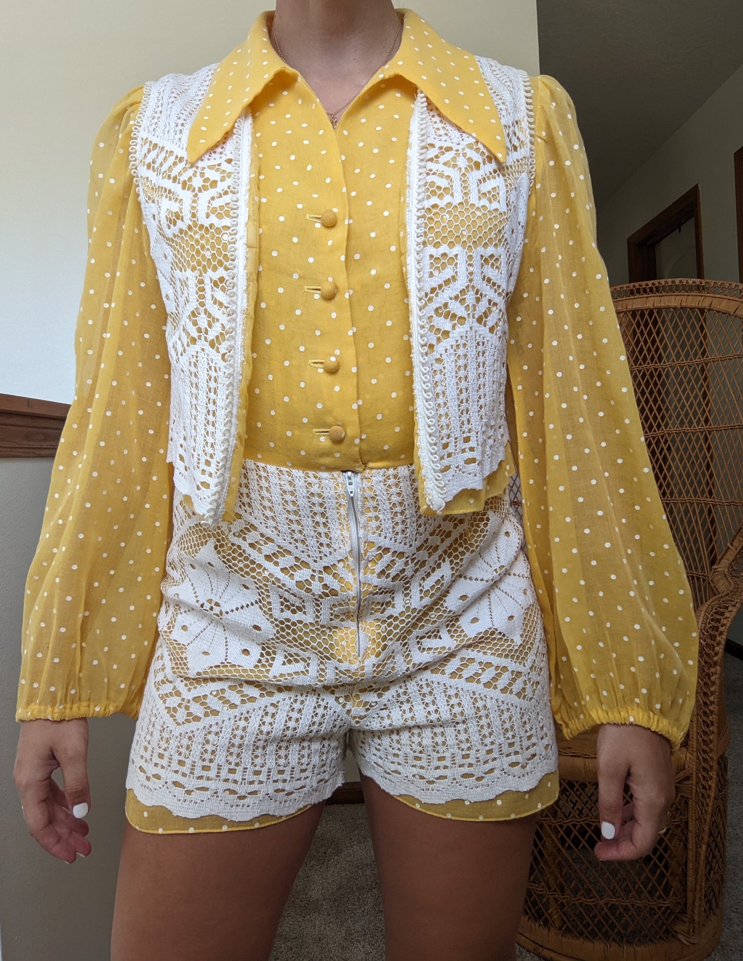 1960s-70s Pat Richards Romper and Vest Set Romper Set Rad Bonnie's Vintage