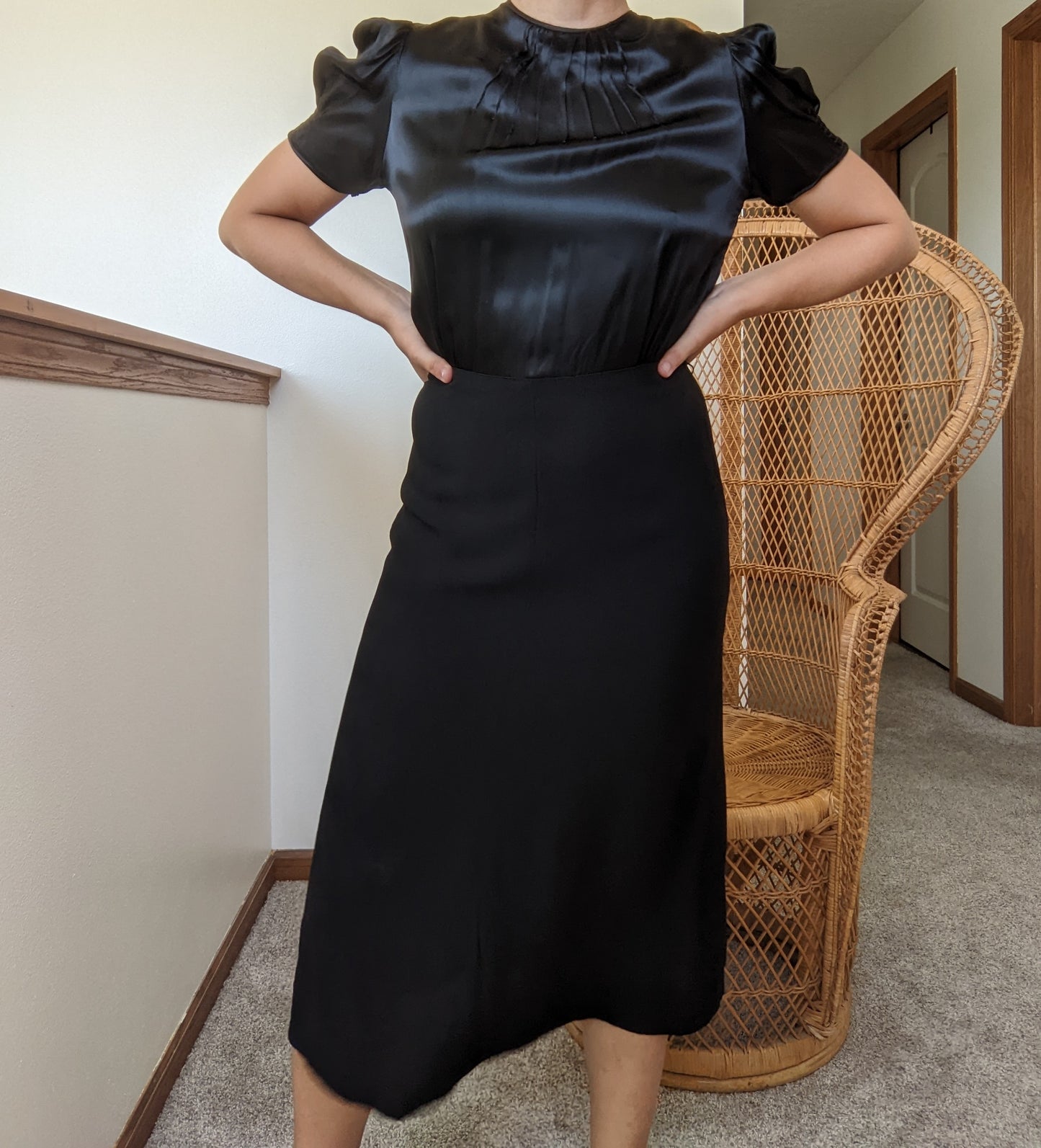 1940s Ink Black Dress Dress Rad Bonnie's Vintage