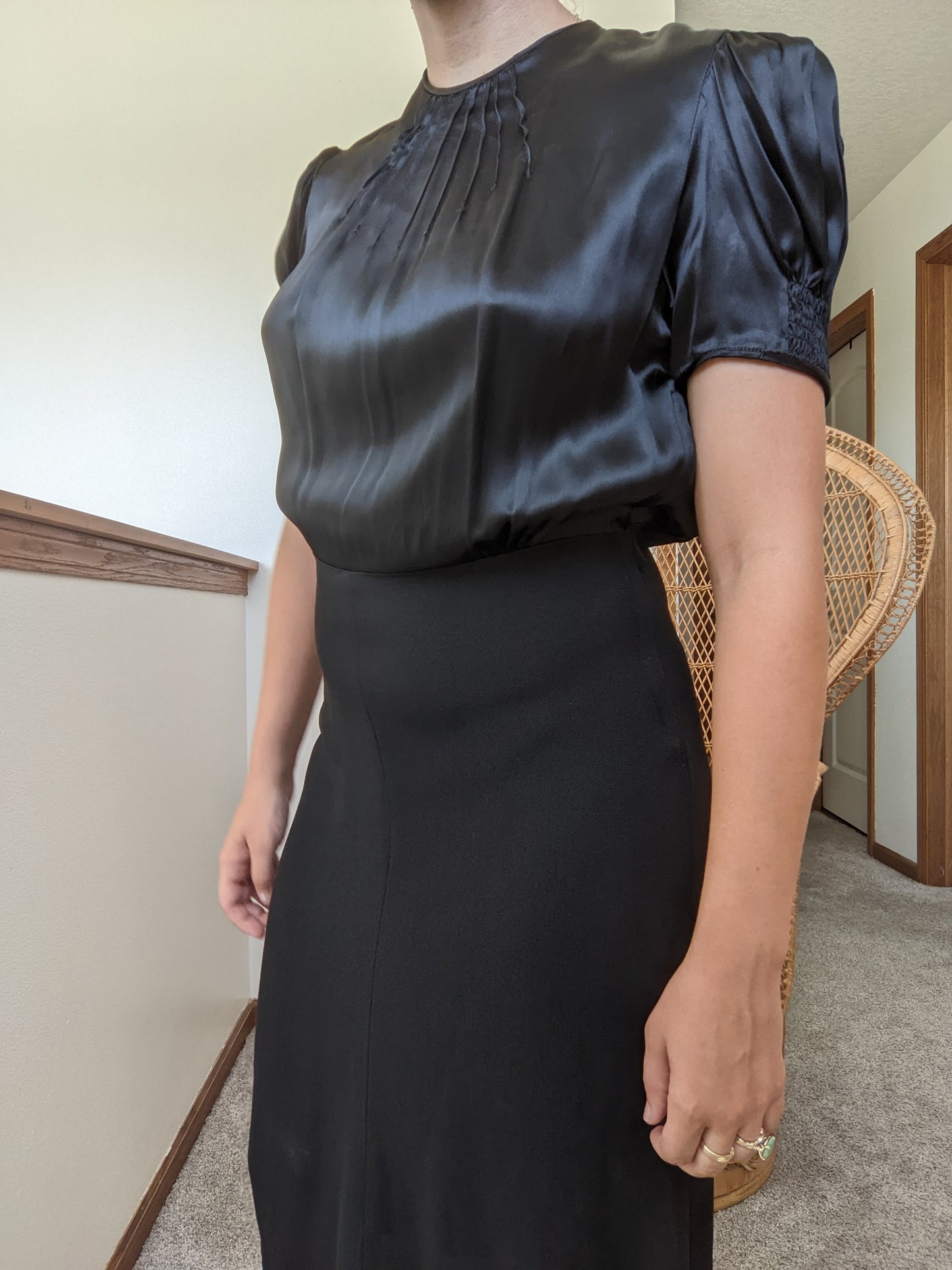 1940s Ink Black Dress Dress Rad Bonnie's Vintage