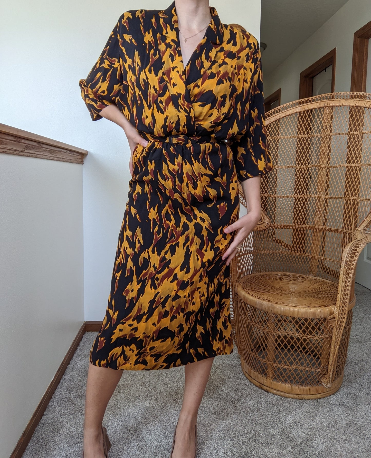 1980s Autumnal Rayon Dress Dress Rad Bonnie's Vintage
