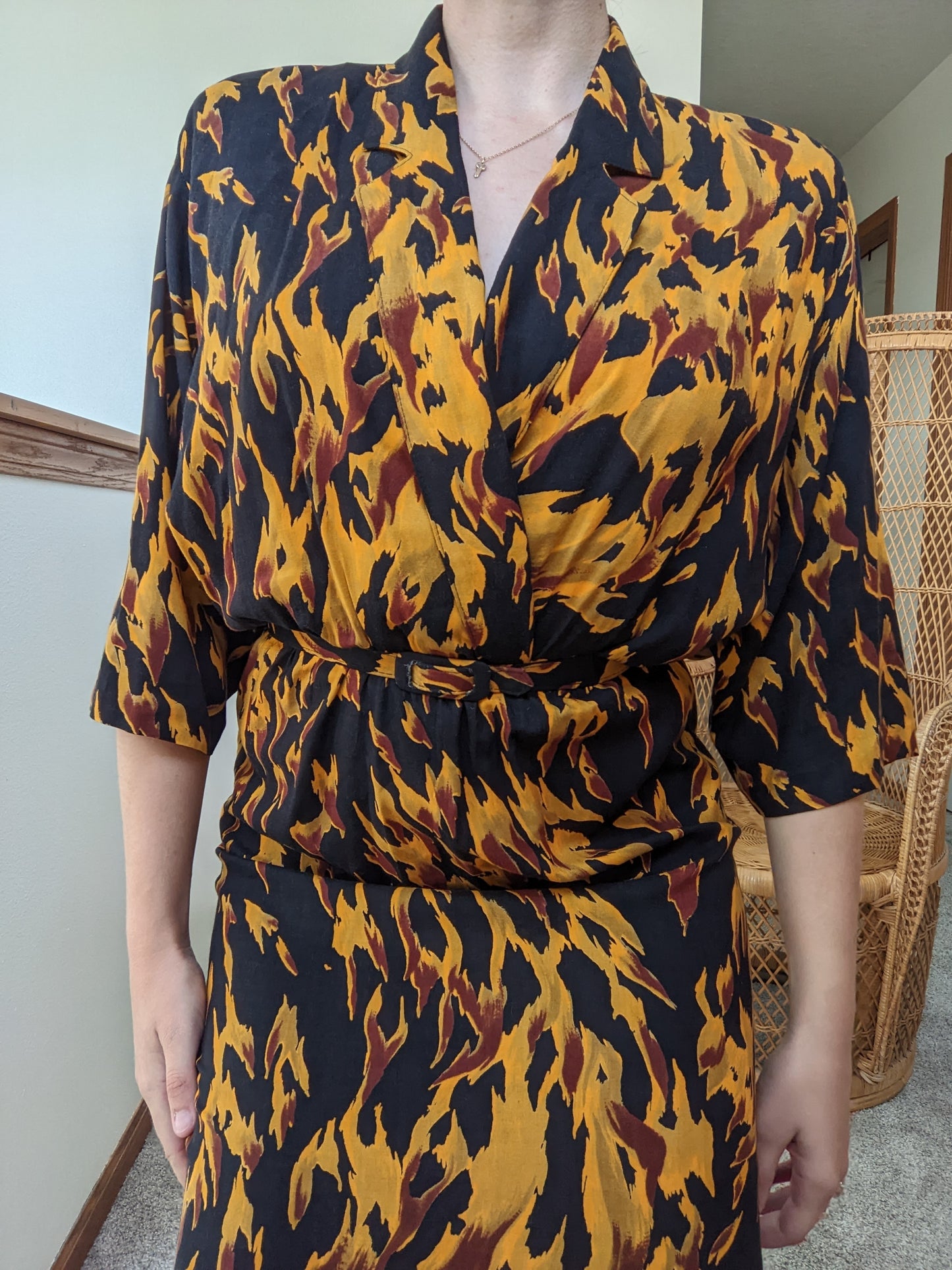 1980s Autumnal Rayon Dress Dress Rad Bonnie's Vintage