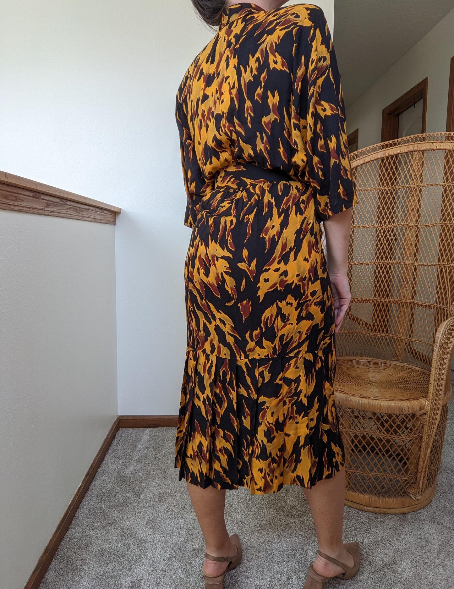 1980s Autumnal Rayon Dress Dress Rad Bonnie's Vintage