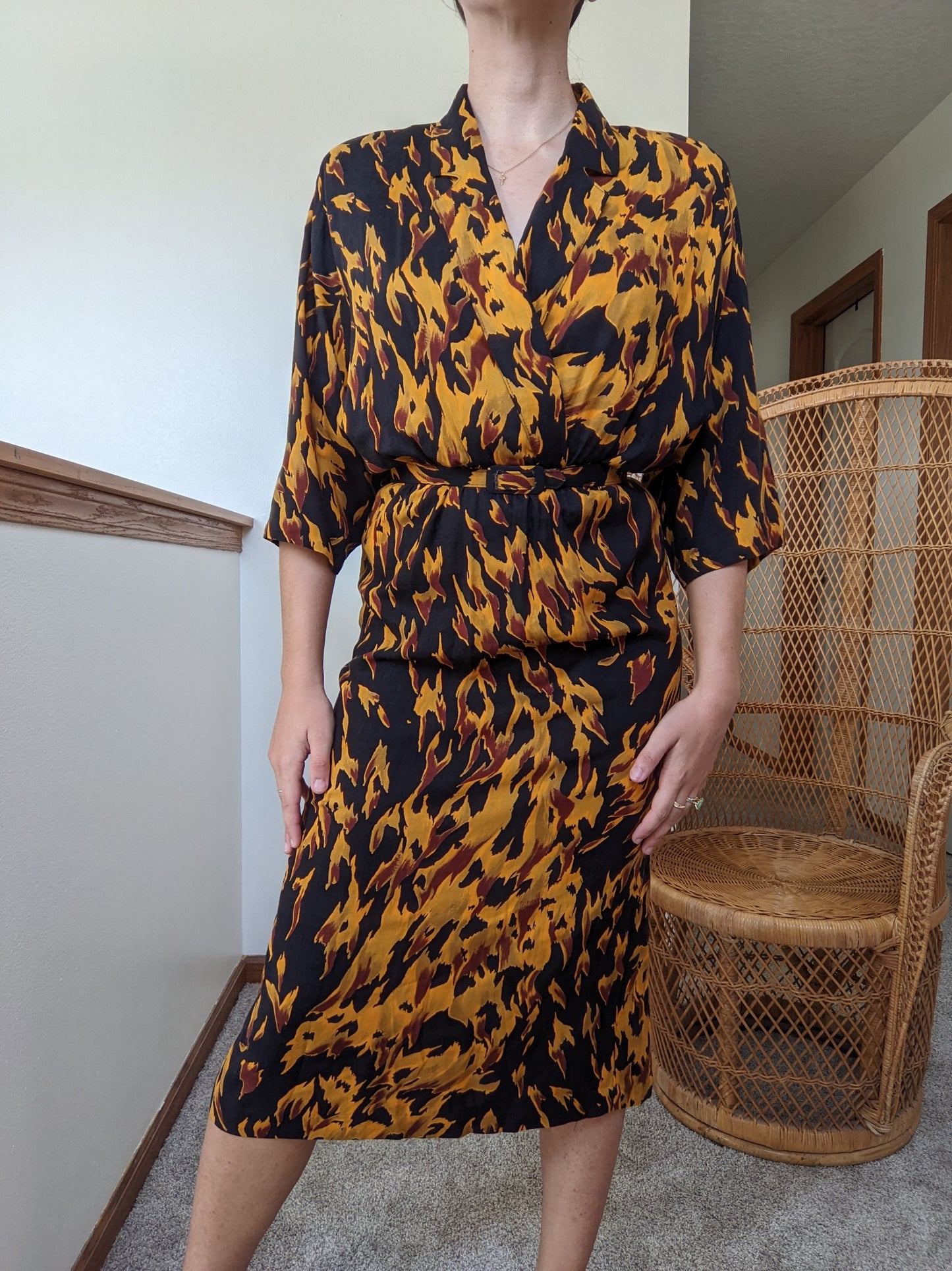 1980s Autumnal Rayon Dress Dress Rad Bonnie's Vintage